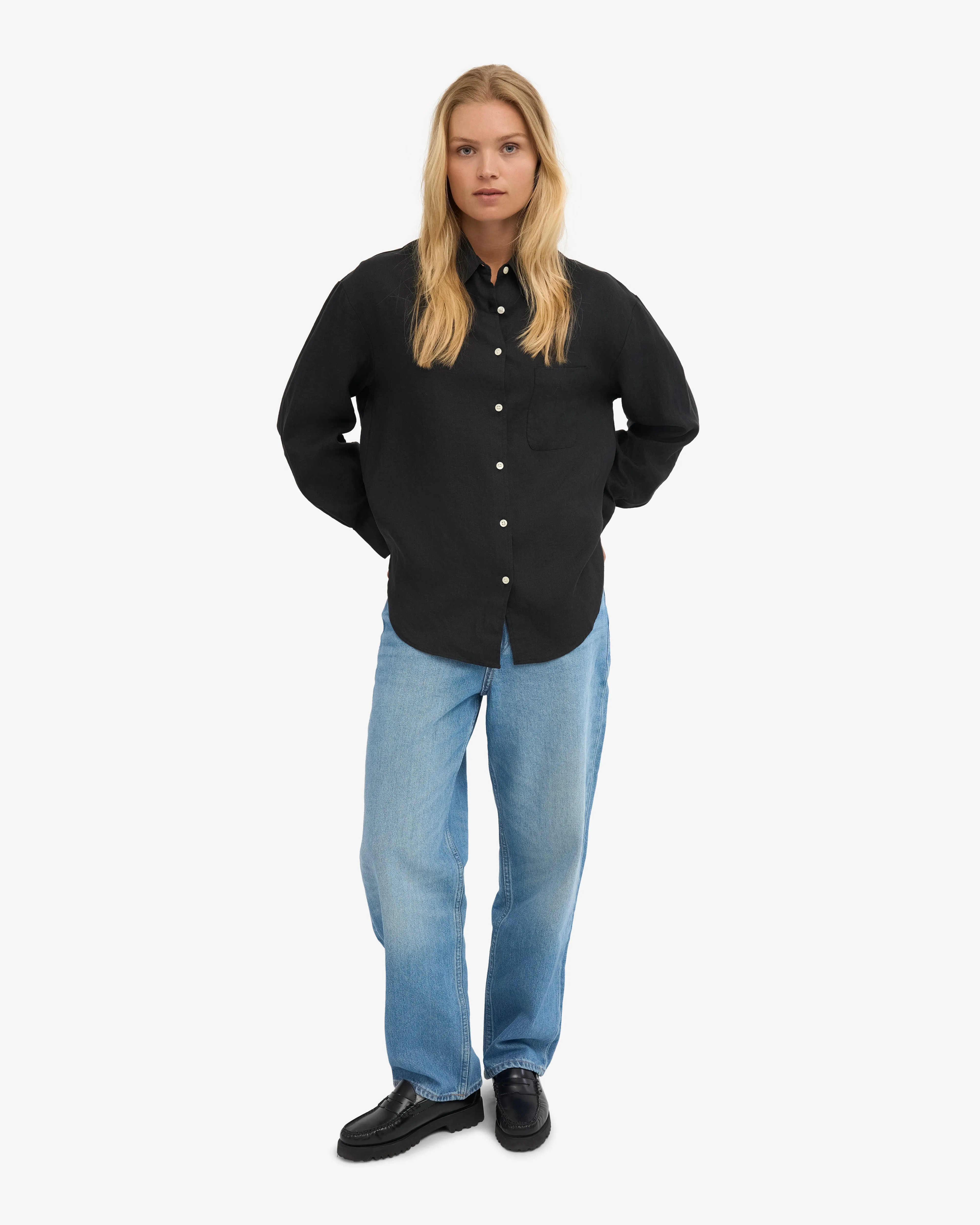 Linen Oversized Shirt - Deep Black sold by Colorful Standard product image thumbnail 5