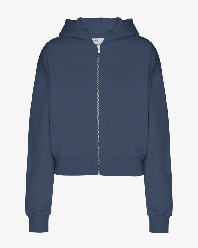 Organic Crop Zip Hood - Petrol Blue sold by Colorful Standard