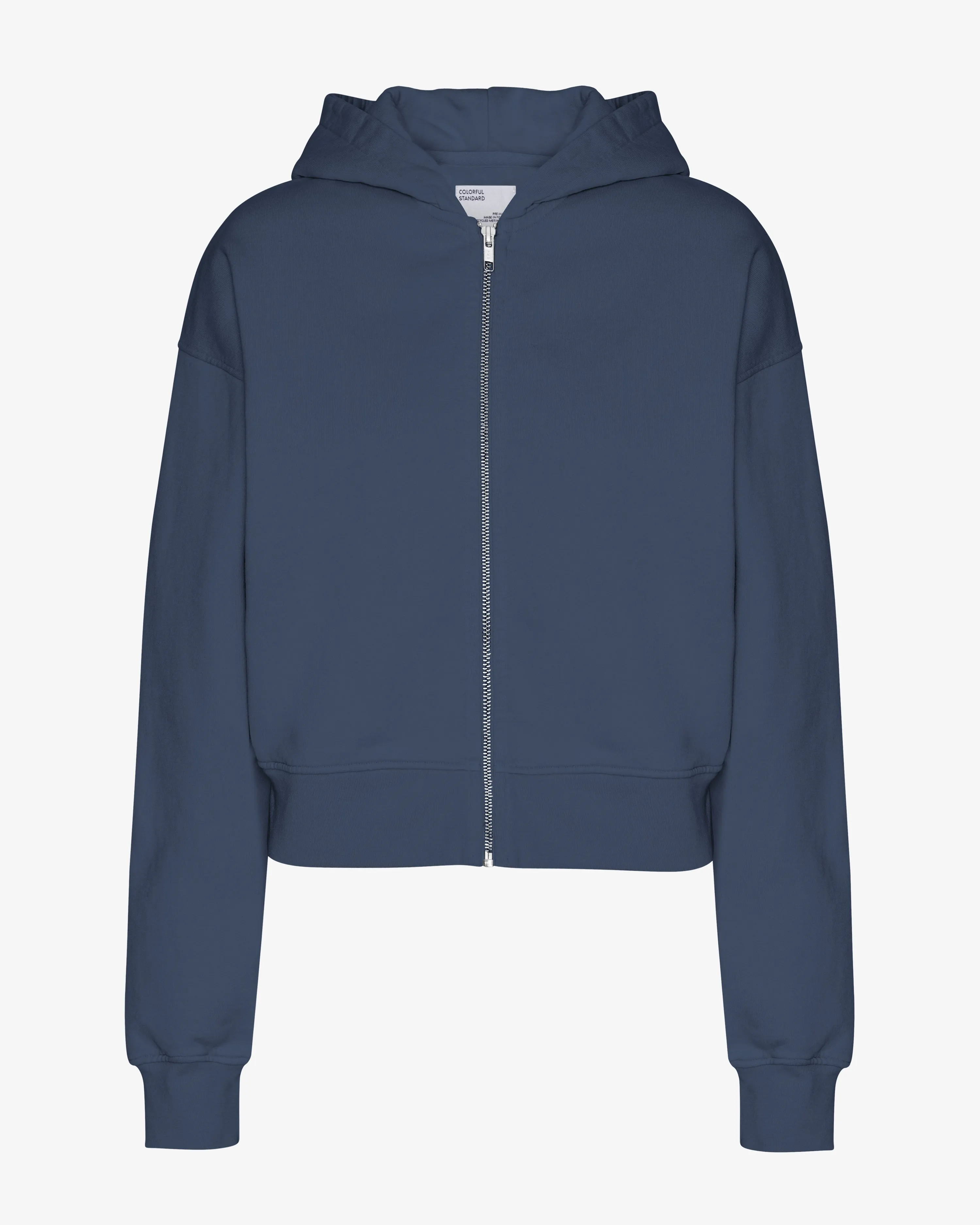 Organic Crop Zip Hood - Petrol Blue sold by Colorful Standard