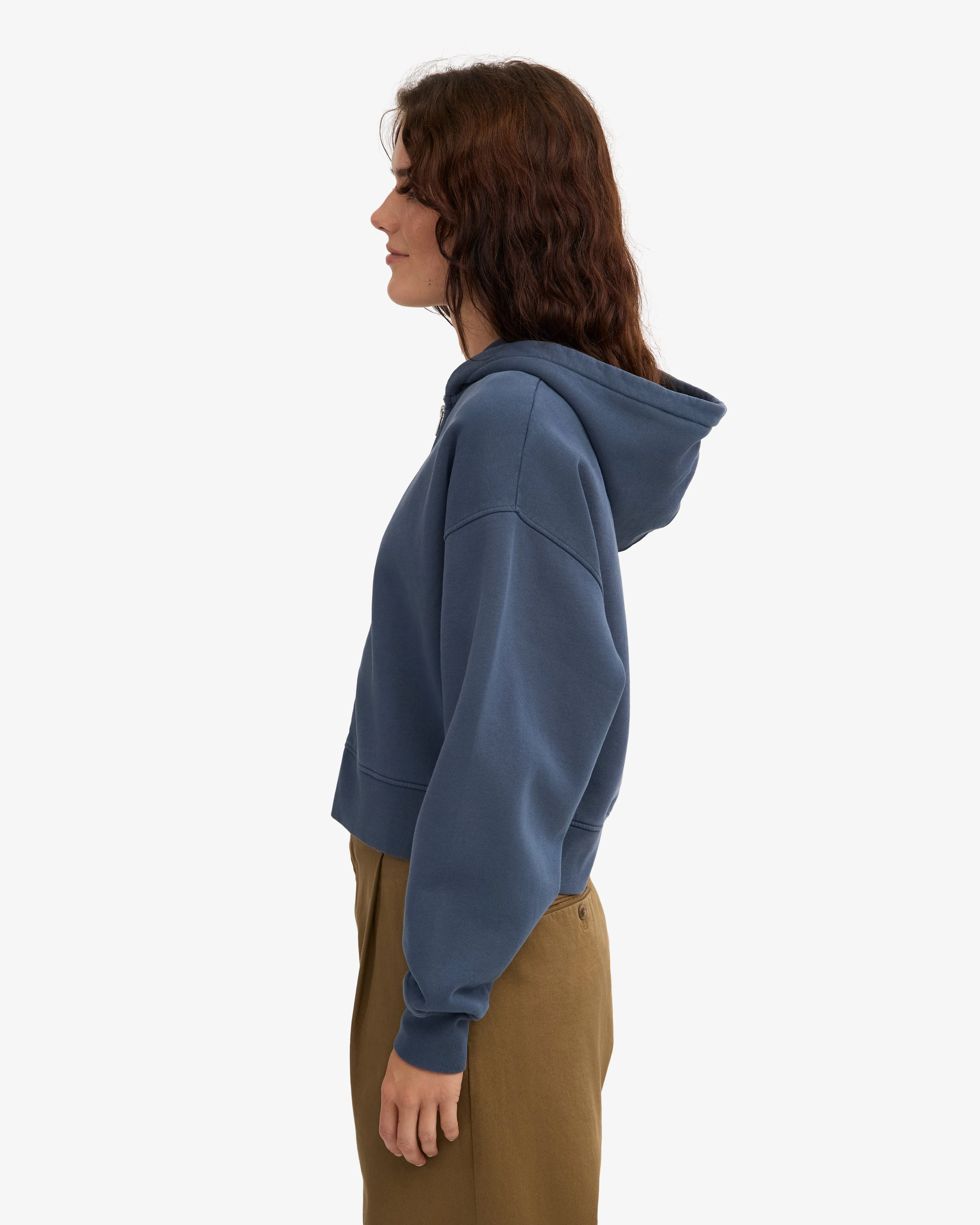Organic Crop Zip Hood - Petrol Blue sold by Colorful Standard product image thumbnail 3