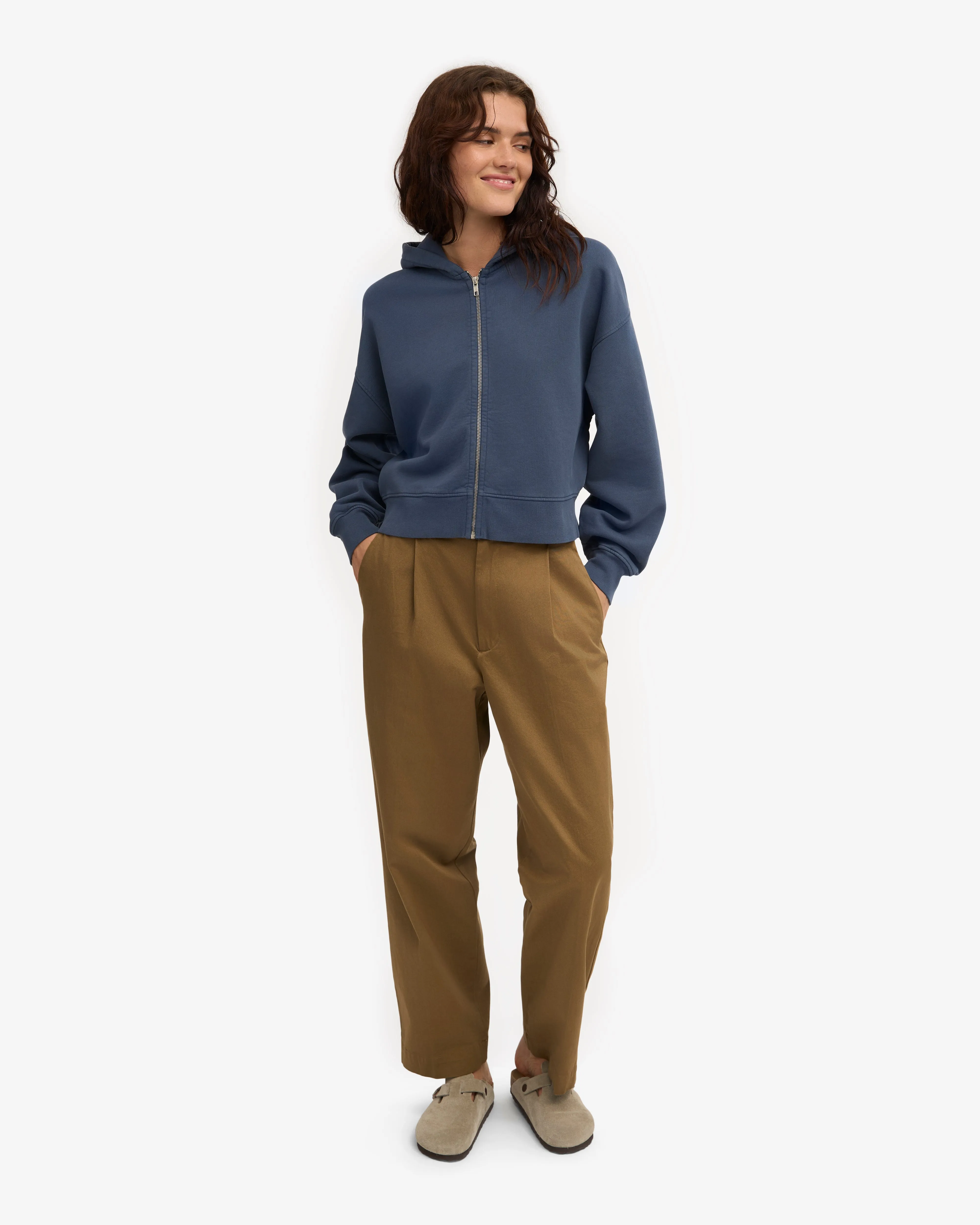Organic Crop Zip Hood - Petrol Blue sold by Colorful Standard product image thumbnail 5
