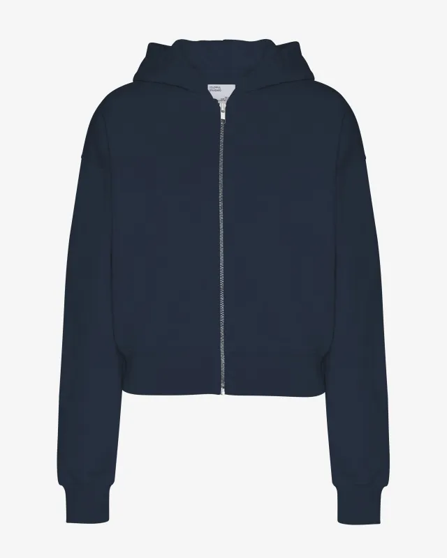 Organic Crop Zip Hood - Navy Blue sold by Colorful Standard