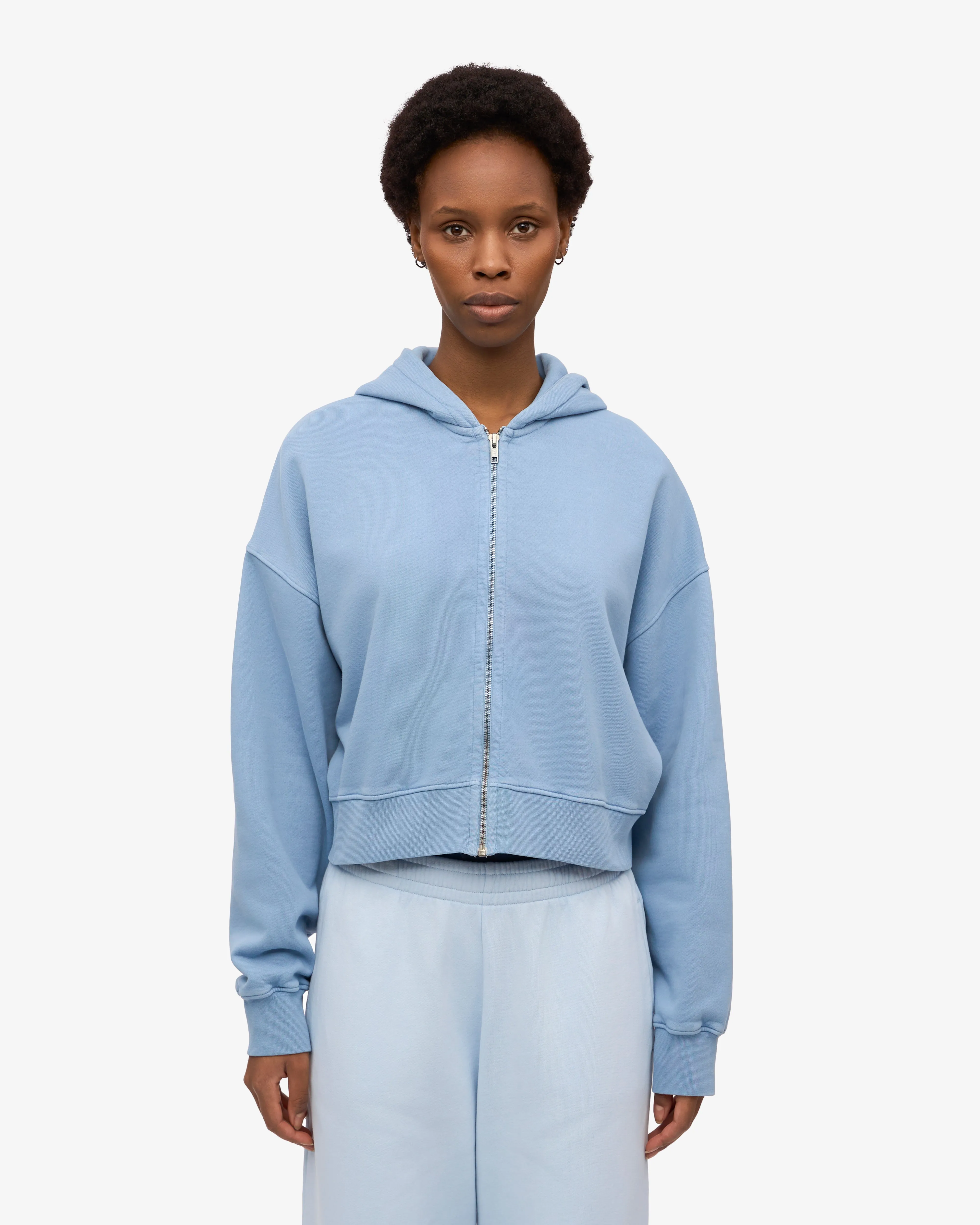 Organic Crop Zip Hood - Seaside Blue sold by Colorful Standard product image thumbnail 2
