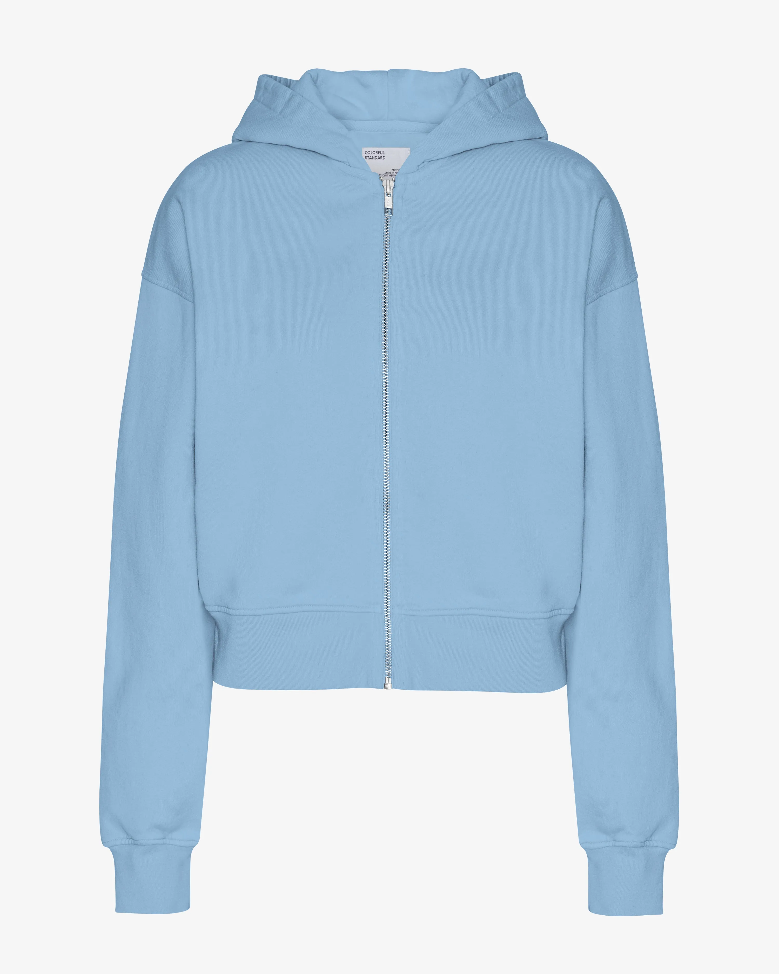 Organic Crop Zip Hood - Seaside Blue sold by Colorful Standard