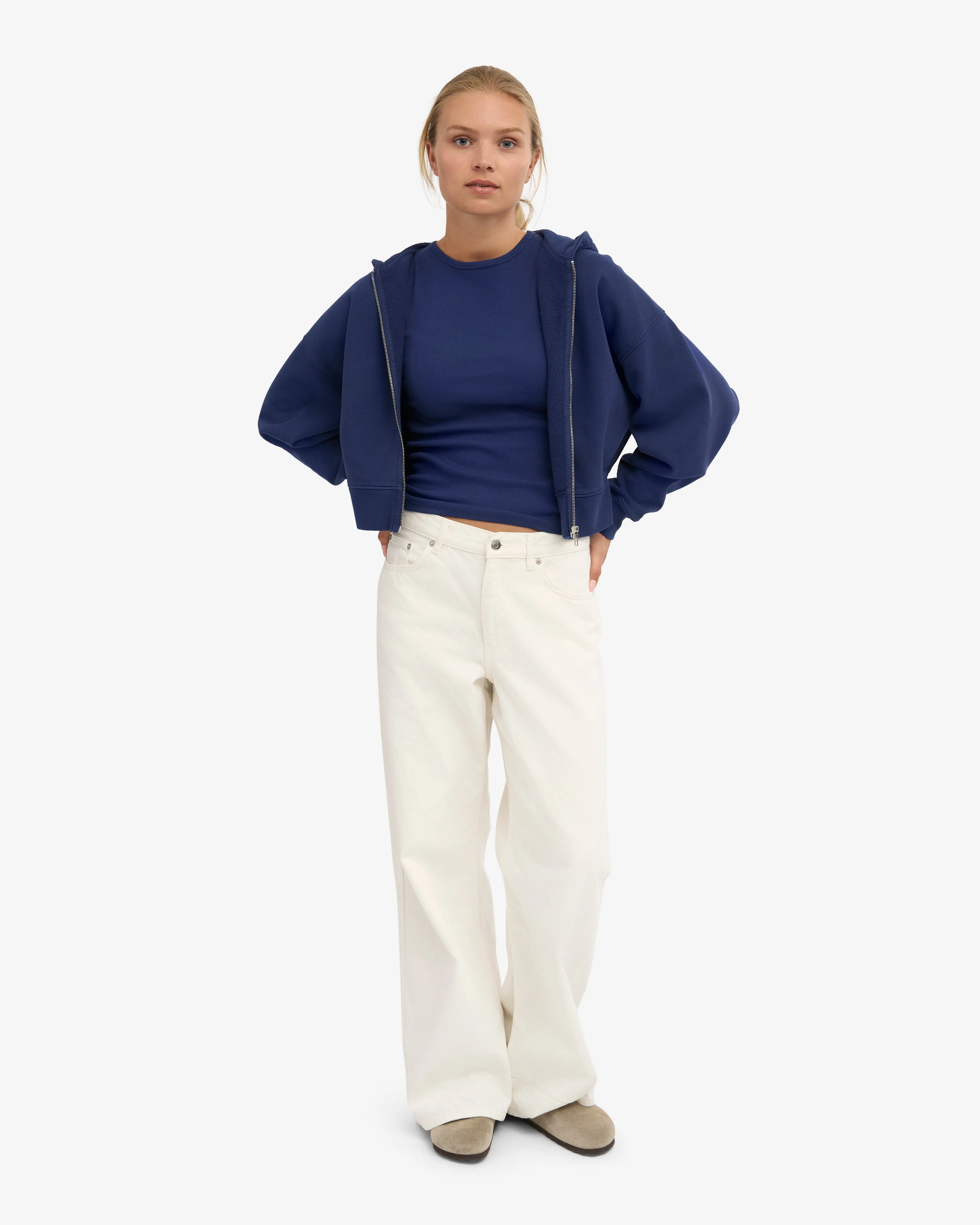 Organic Crop Zip Hood - Marine Blue sold by Colorful Standard product image thumbnail 5