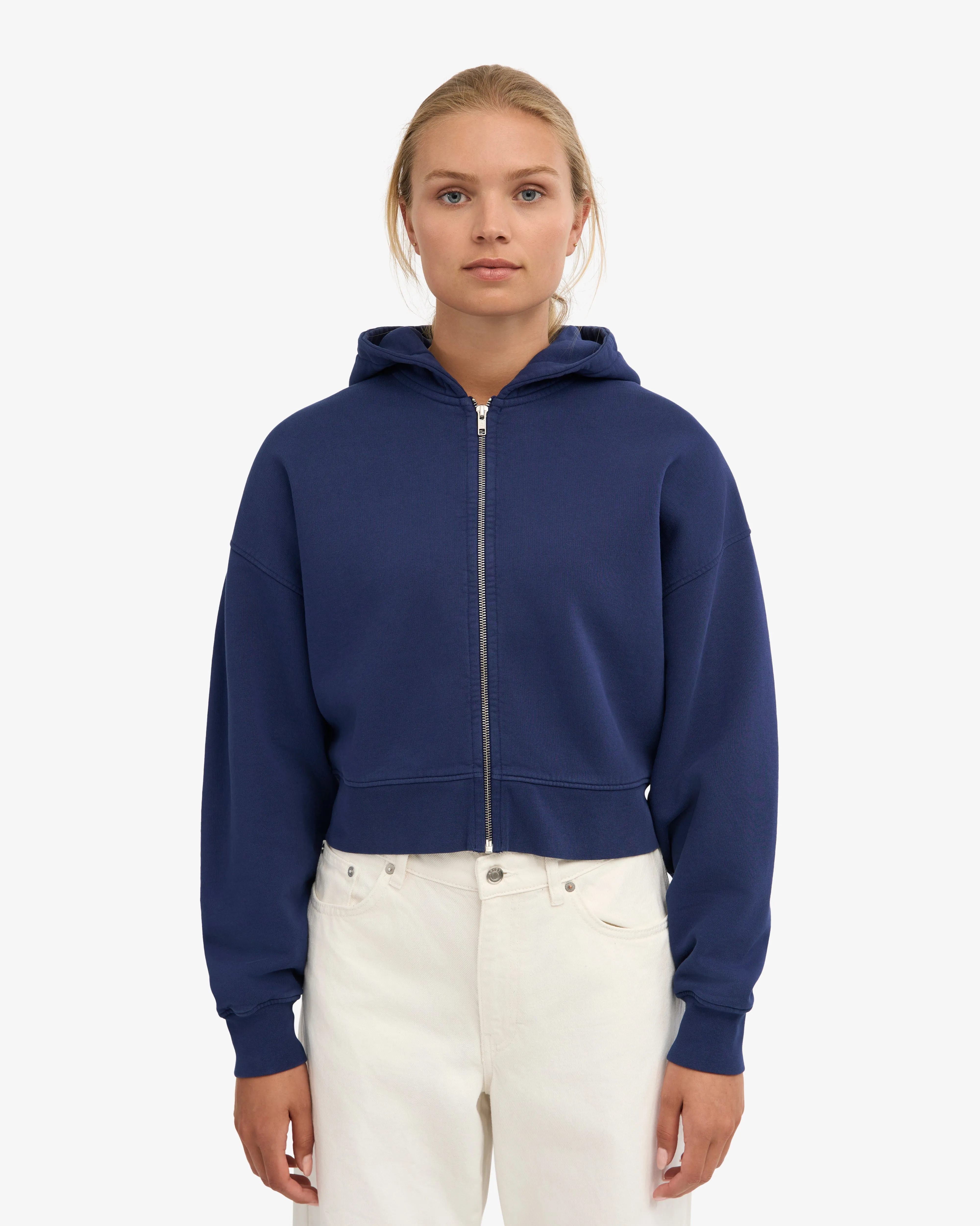 Organic Crop Zip Hood - Marine Blue sold by Colorful Standard product image thumbnail 2