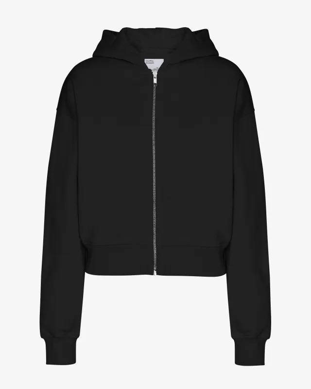 Organic Crop Zip Hood - Deep Black sold by Colorful Standard