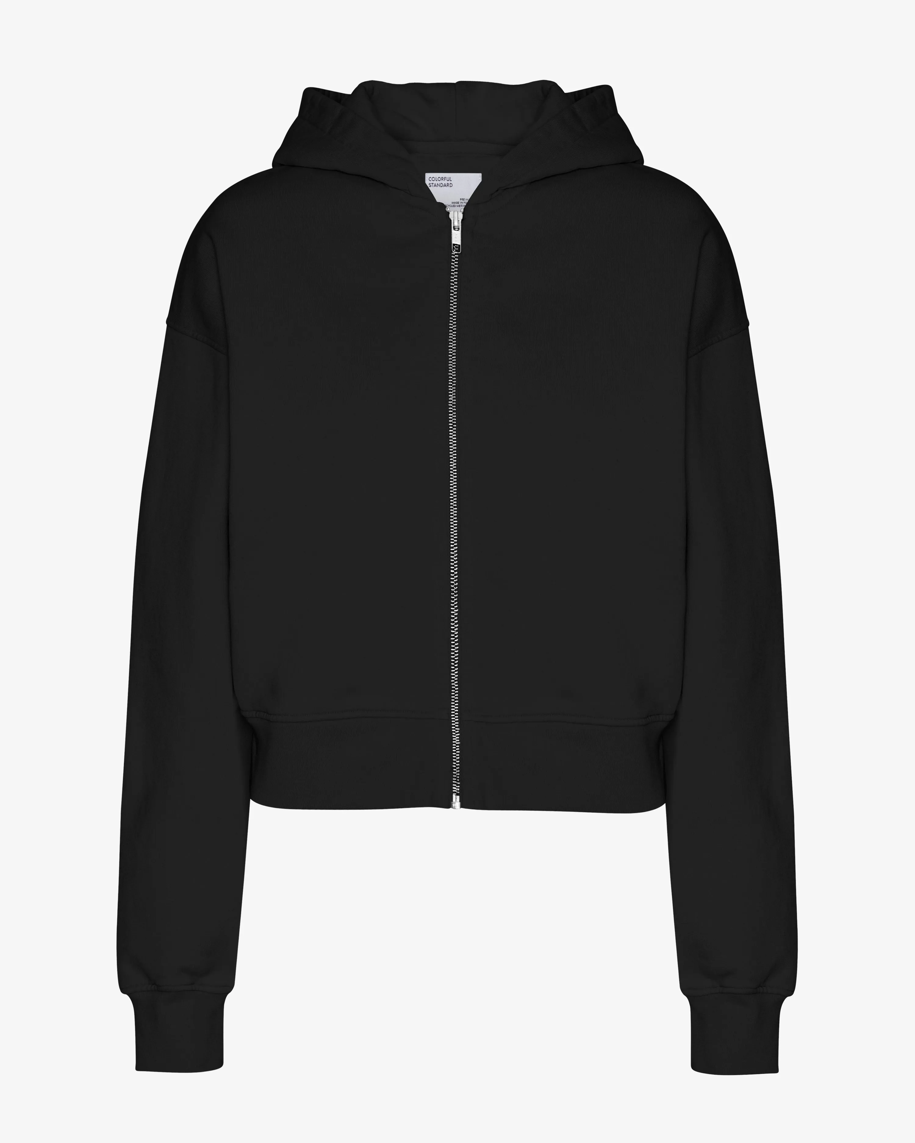 Organic Crop Zip Hood - Deep Black sold by Colorful Standard