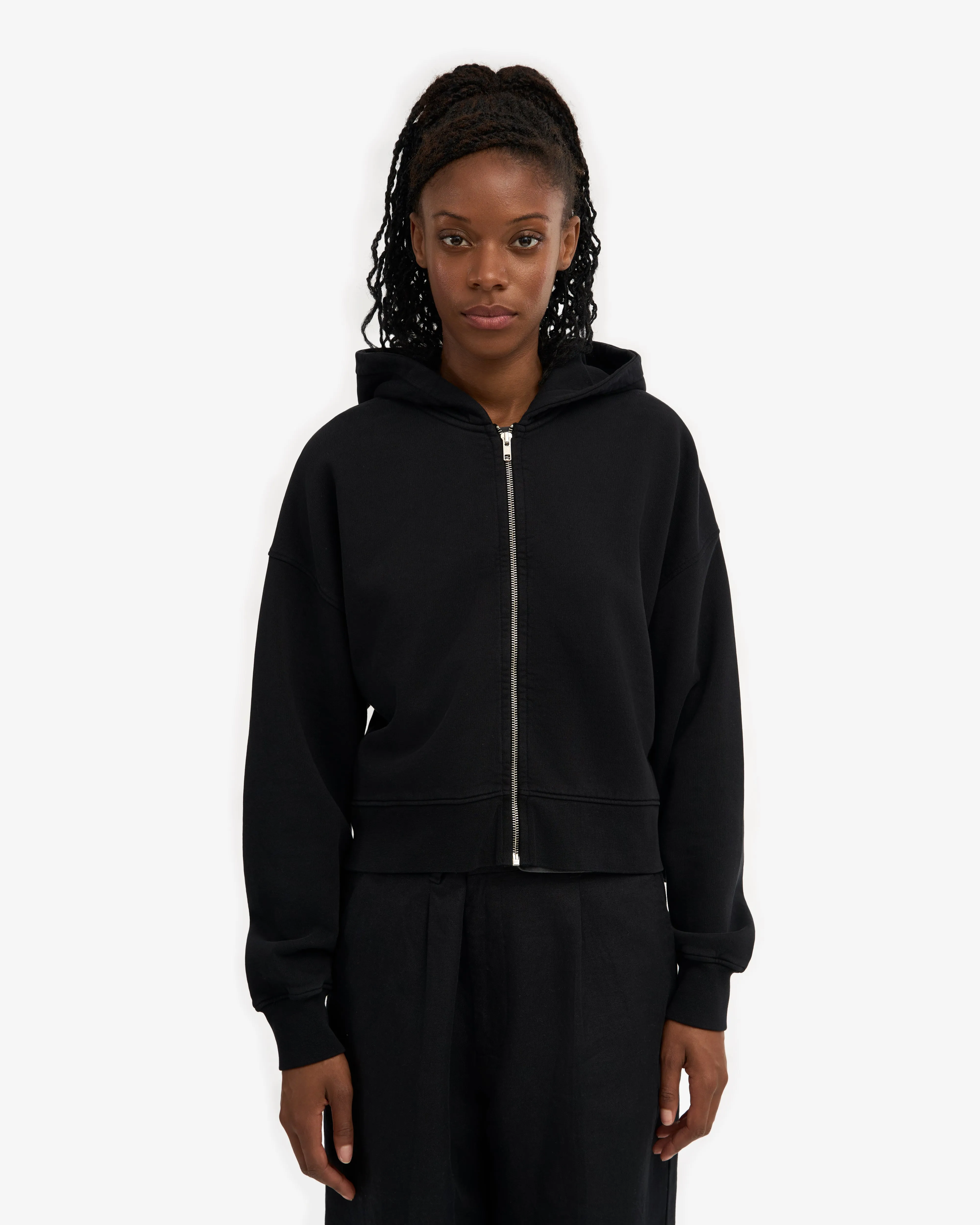Organic Crop Zip Hood - Deep Black sold by Colorful Standard product image thumbnail 2