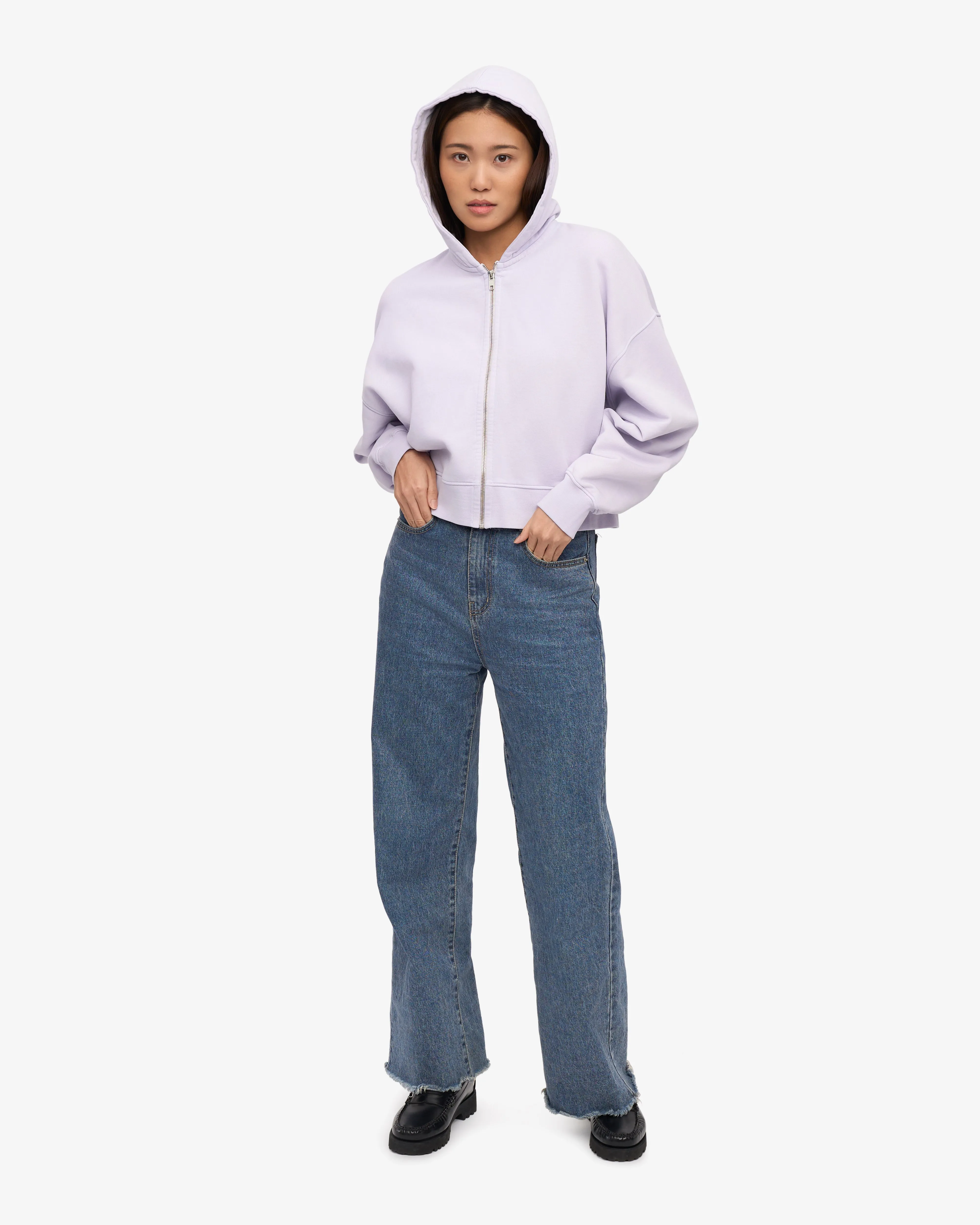 Organic Crop Zip Hood - Soft Lavender sold by Colorful Standard product image thumbnail 5