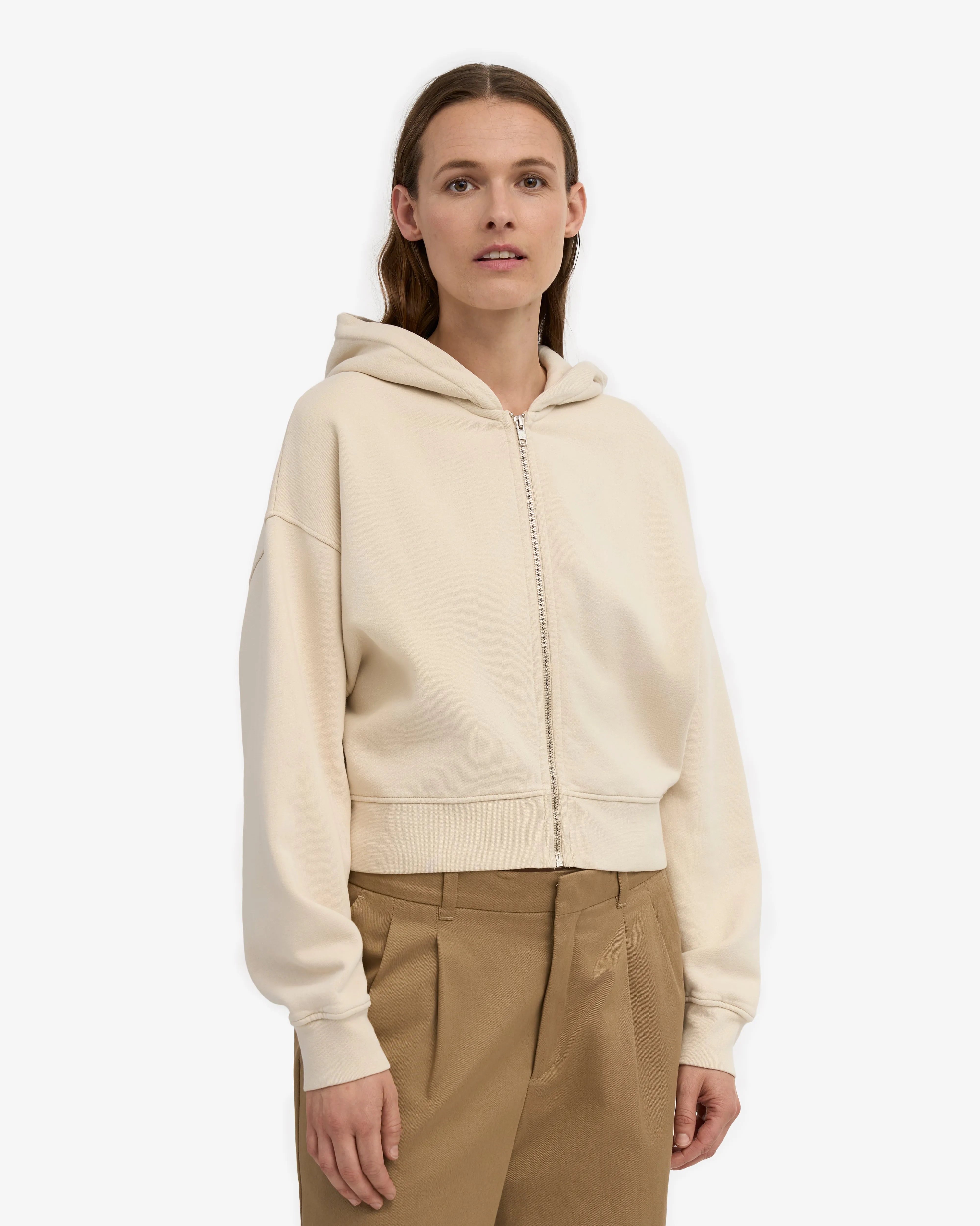 Organic Crop Zip Hood - Ivory White sold by Colorful Standard product image thumbnail 2