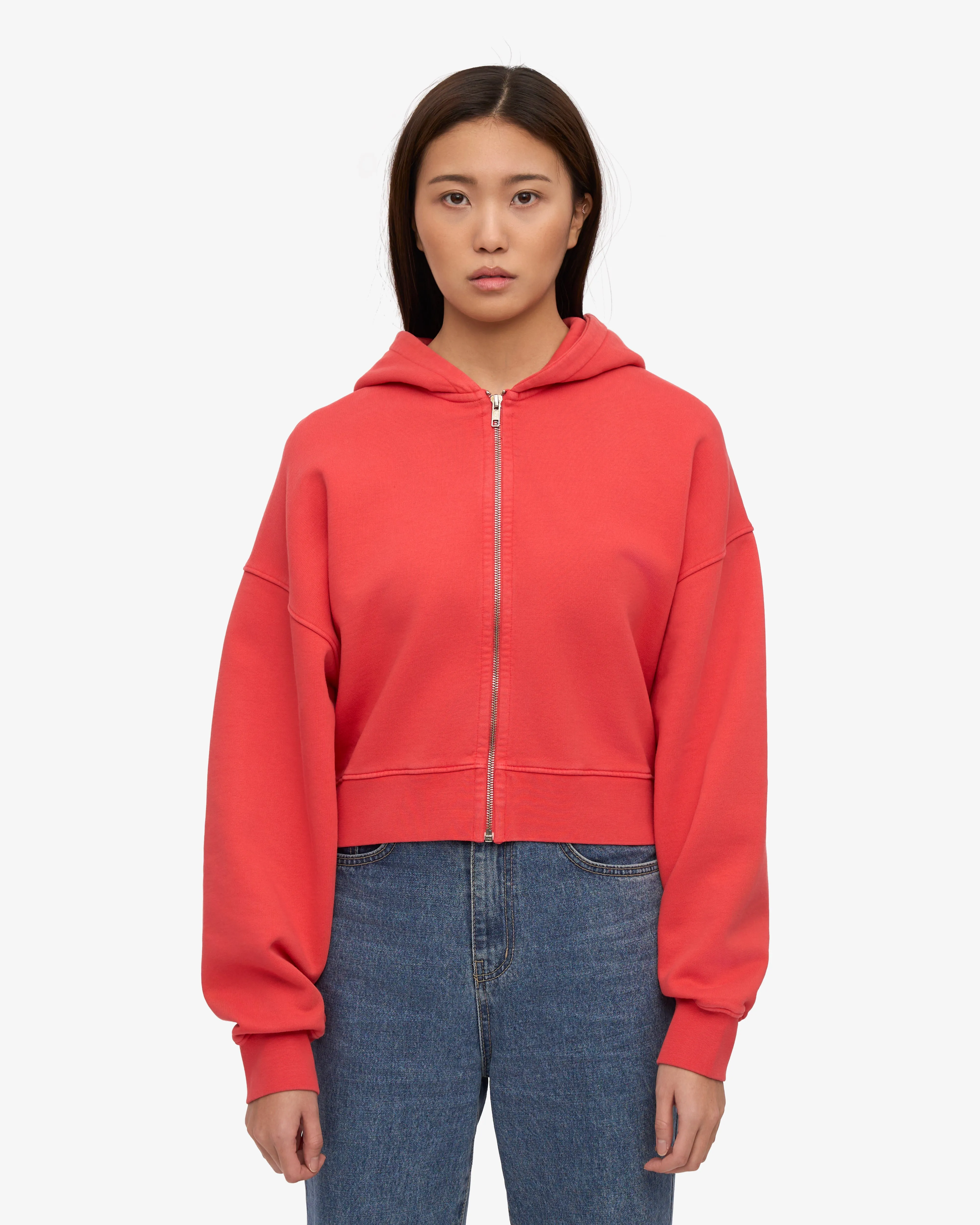 Organic Crop Zip Hood - Red Tangerine sold by Colorful Standard product image thumbnail 2