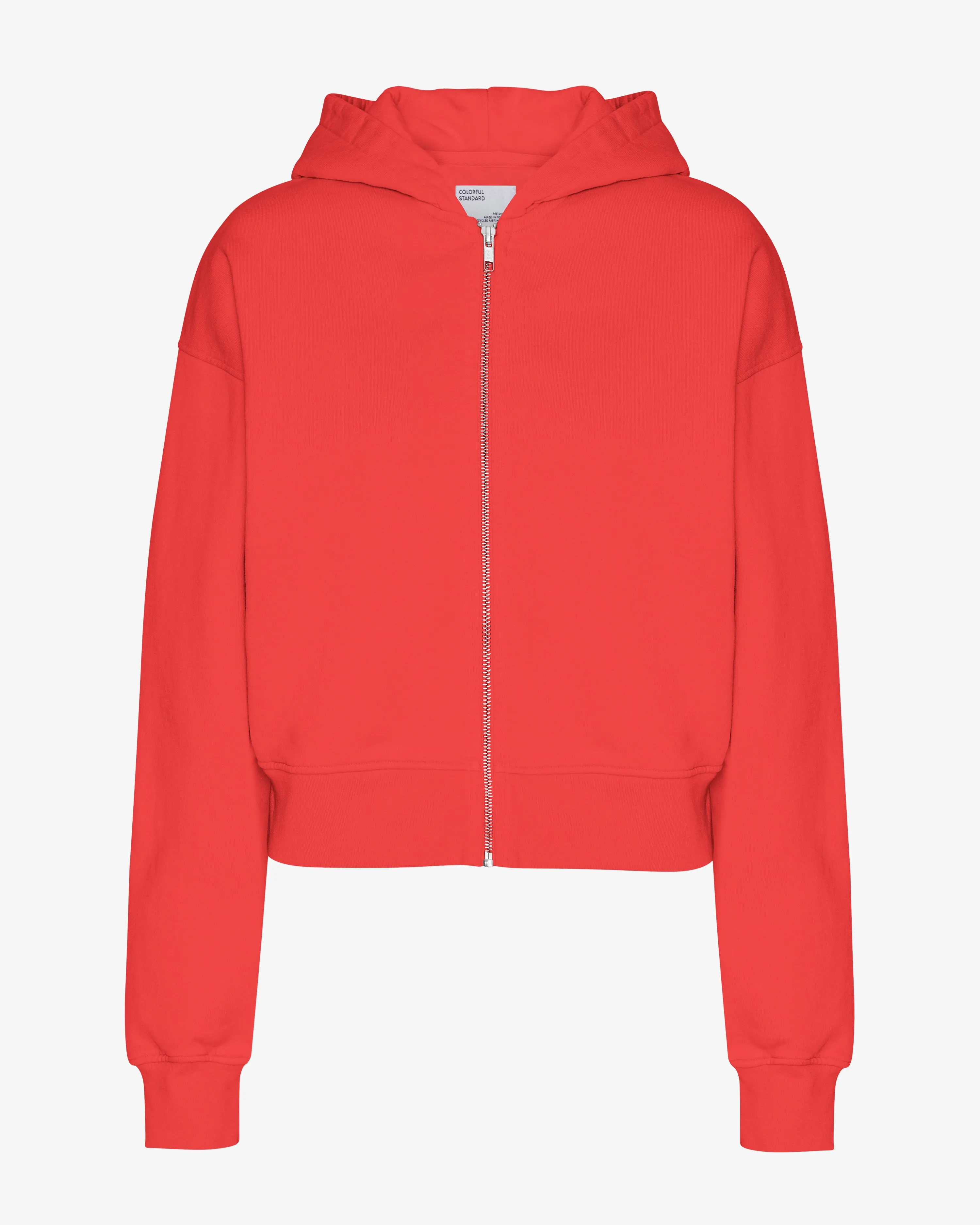 Organic Crop Zip Hood - Red Tangerine sold by Colorful Standard