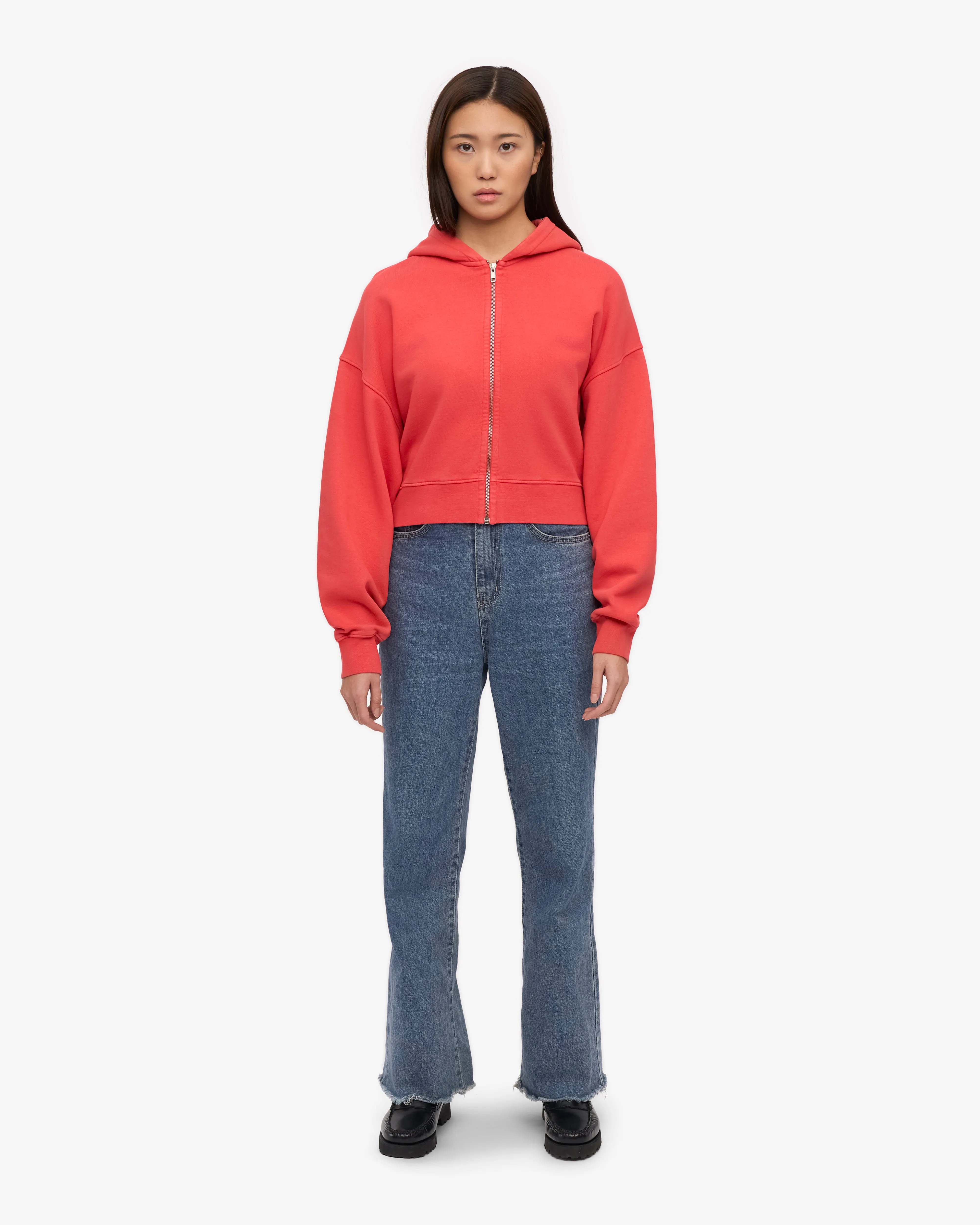 Organic Crop Zip Hood - Red Tangerine sold by Colorful Standard product image thumbnail 5