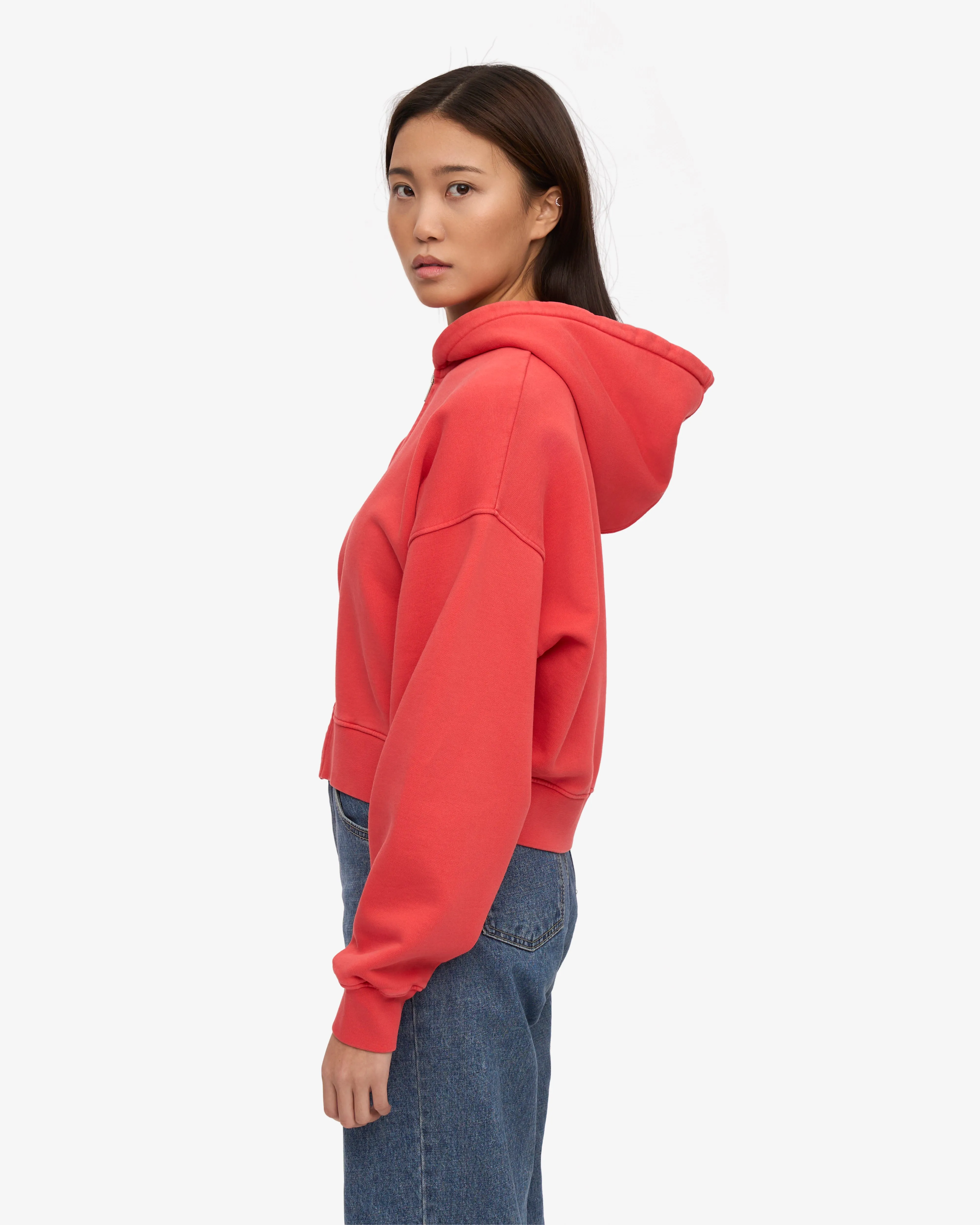Organic Crop Zip Hood - Red Tangerine sold by Colorful Standard product image thumbnail 3