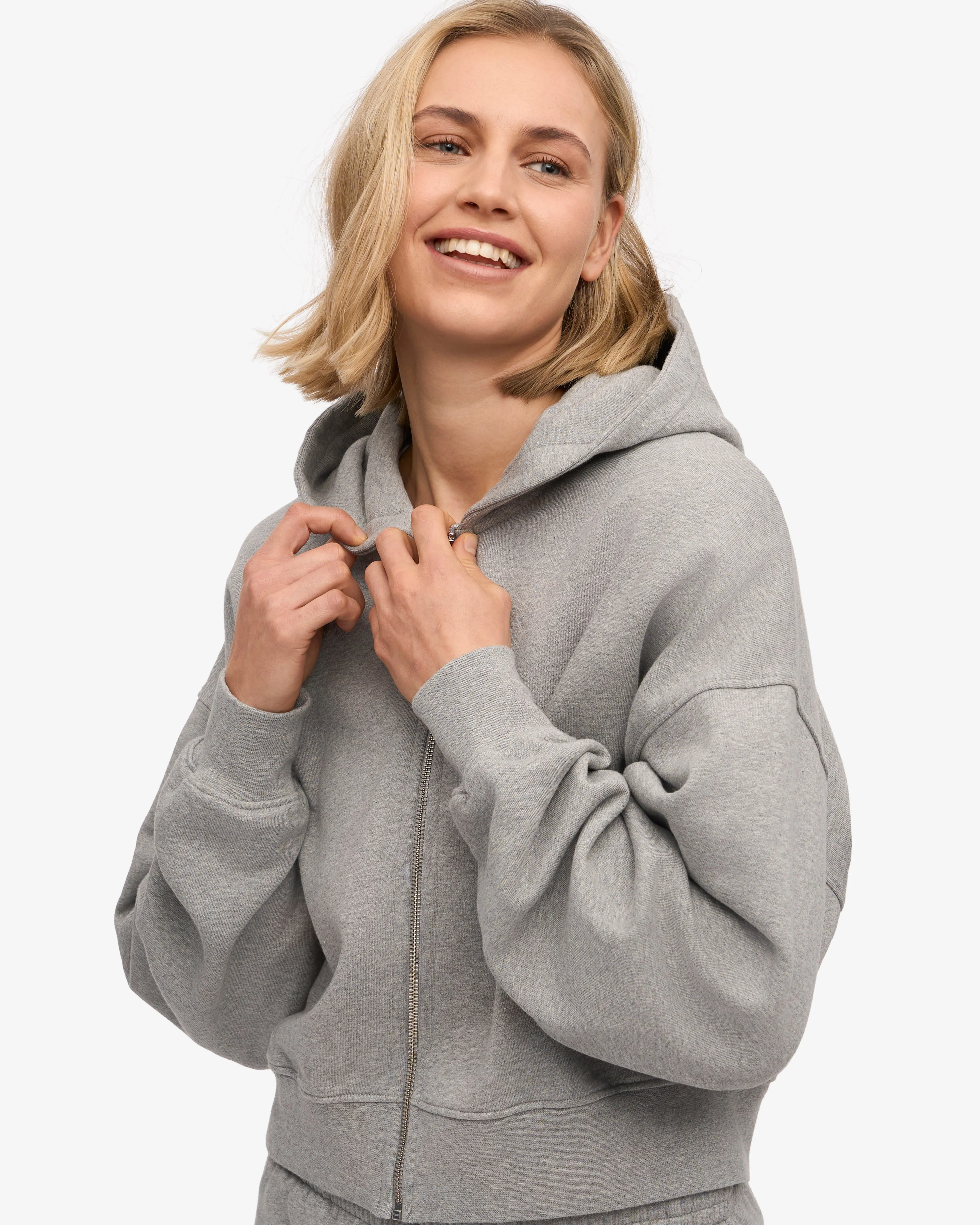 Organic Crop Zip Hood - Heather Grey sold by Colorful Standard product image thumbnail 5
