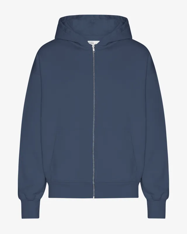 Organic Oversized Zip Hood - Petrol Blue sold by Colorful Standard
