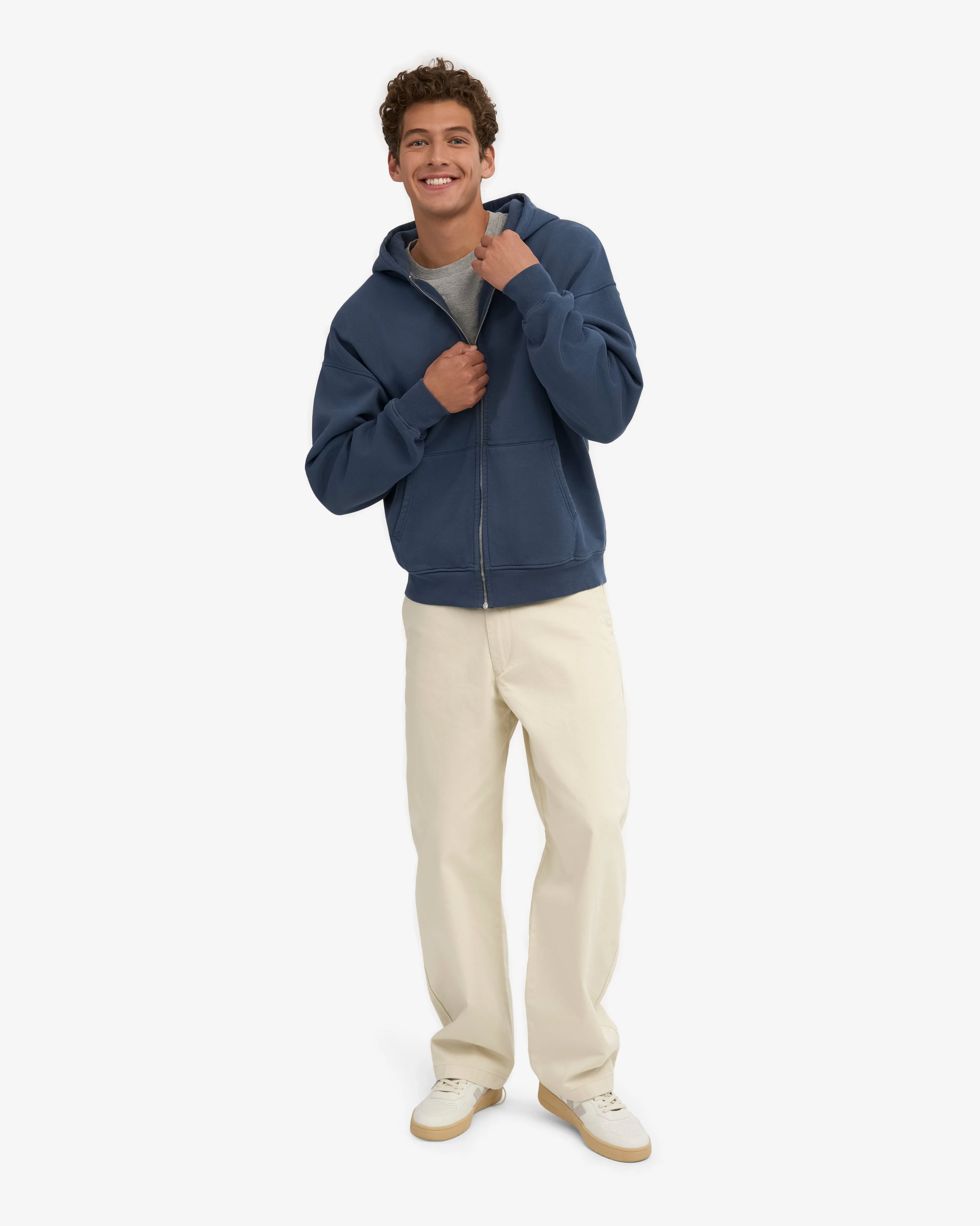 Organic Oversized Zip Hood - Petrol Blue sold by Colorful Standard product image thumbnail 5