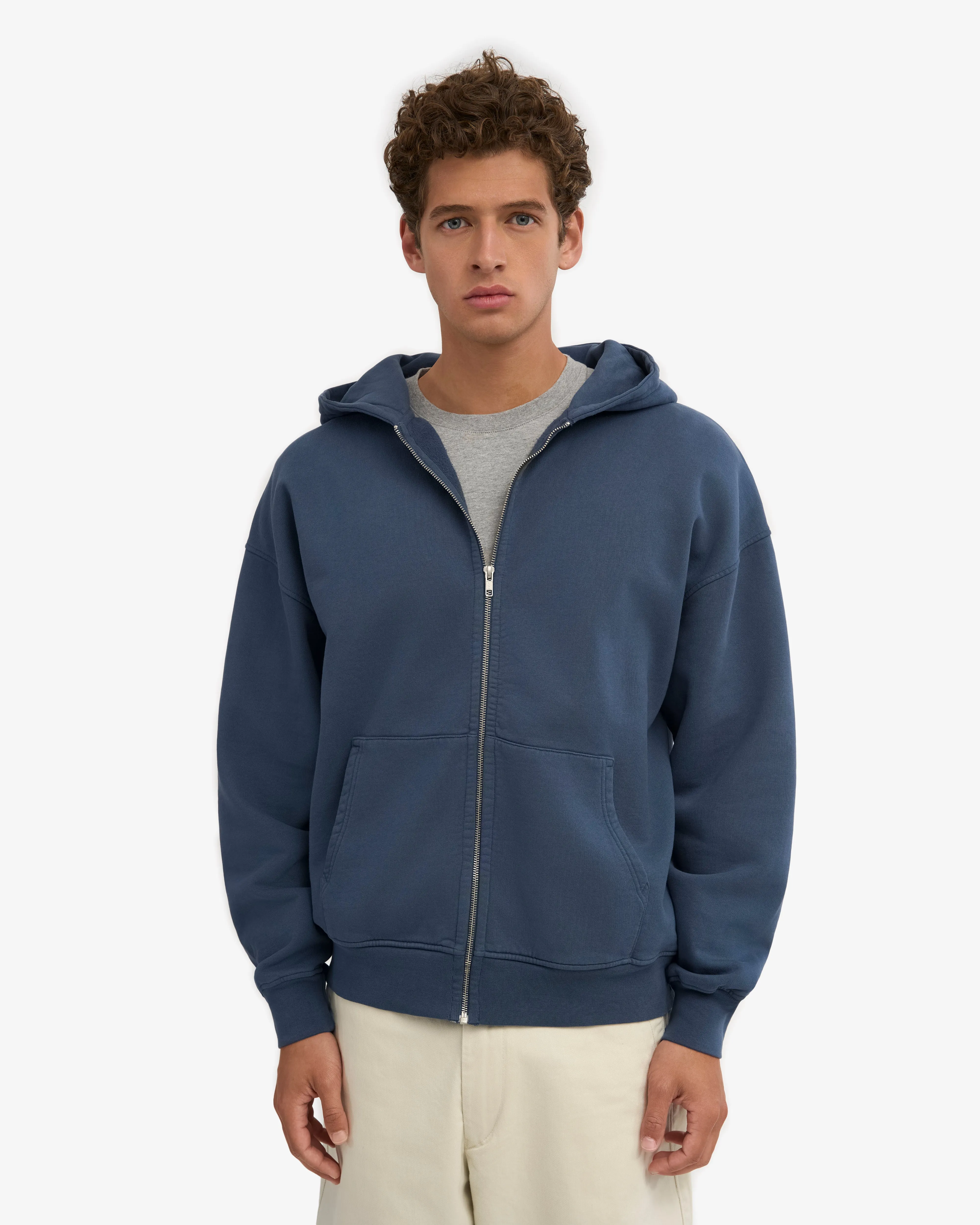 Organic Oversized Zip Hood - Petrol Blue sold by Colorful Standard product image thumbnail 2