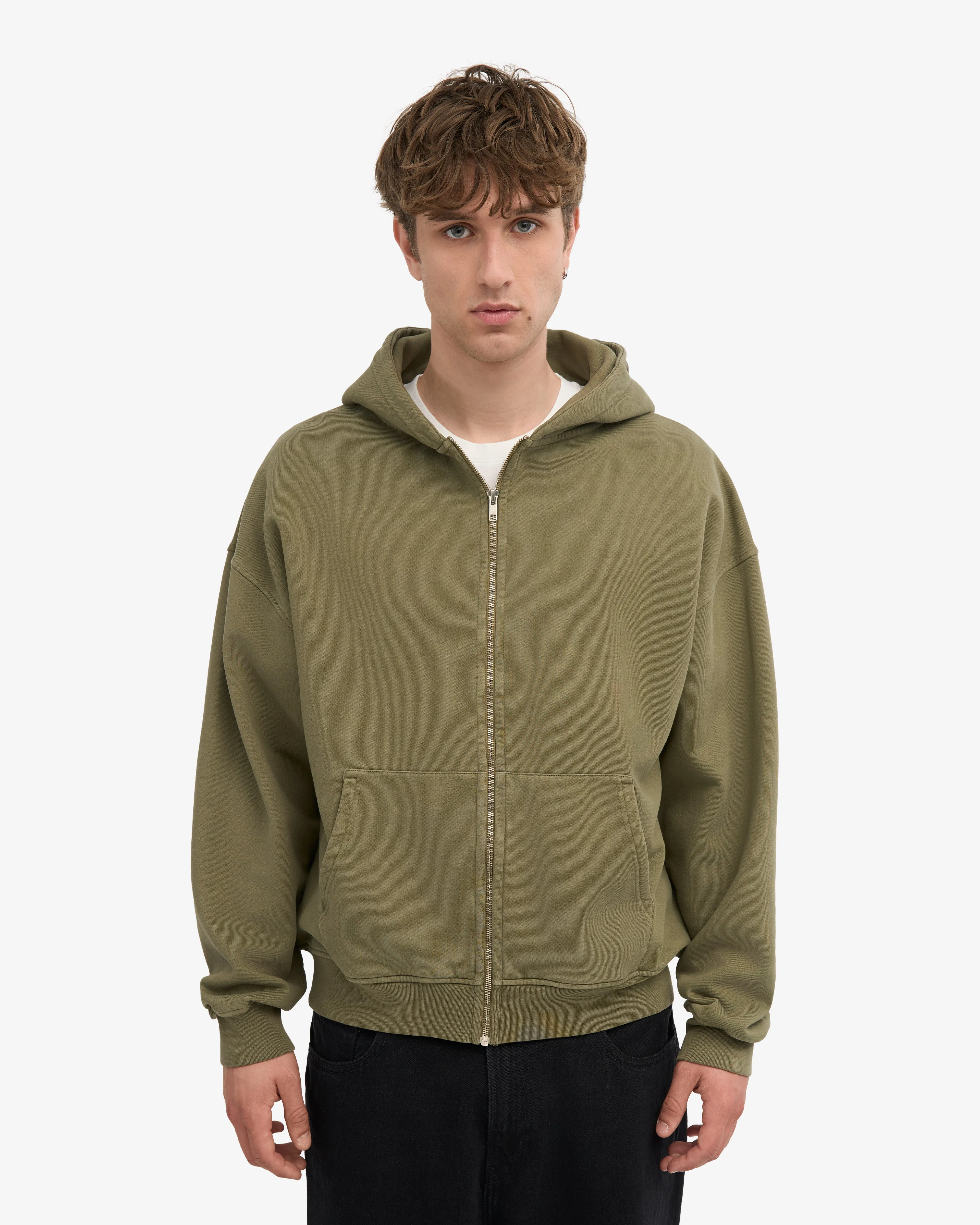 Organic Oversized Zip Hood - Dusty Olive sold by Colorful Standard product image thumbnail 2
