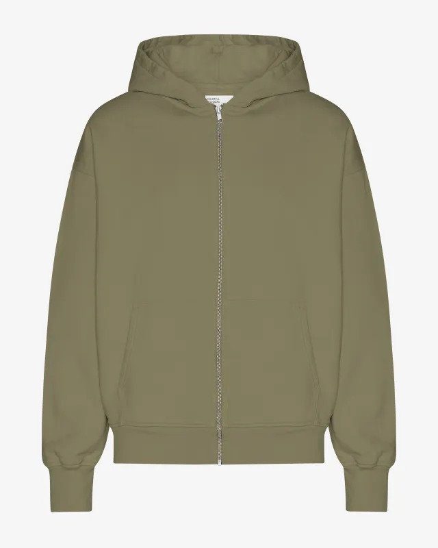 Organic Oversized Zip Hood - Dusty Olive sold by Colorful Standard