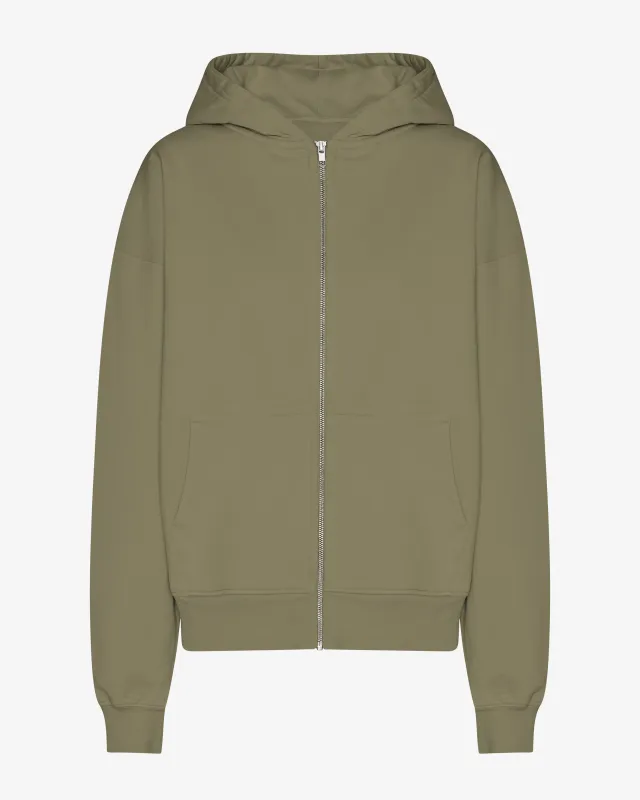 Organic Oversized Zip Hood - Dusty Olive sold by Colorful Standard