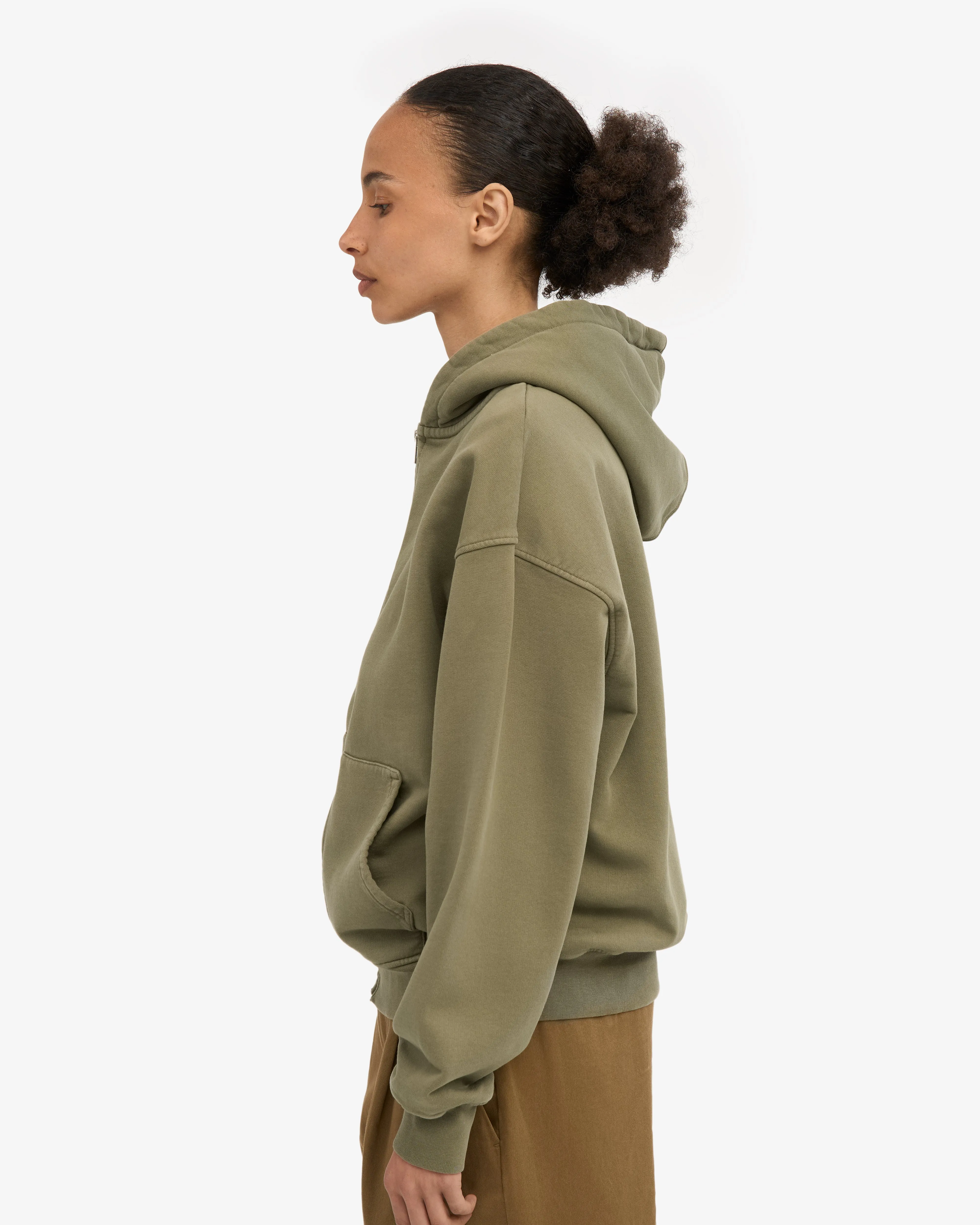 Organic Oversized Zip Hood - Dusty Olive sold by Colorful Standard product image thumbnail 3