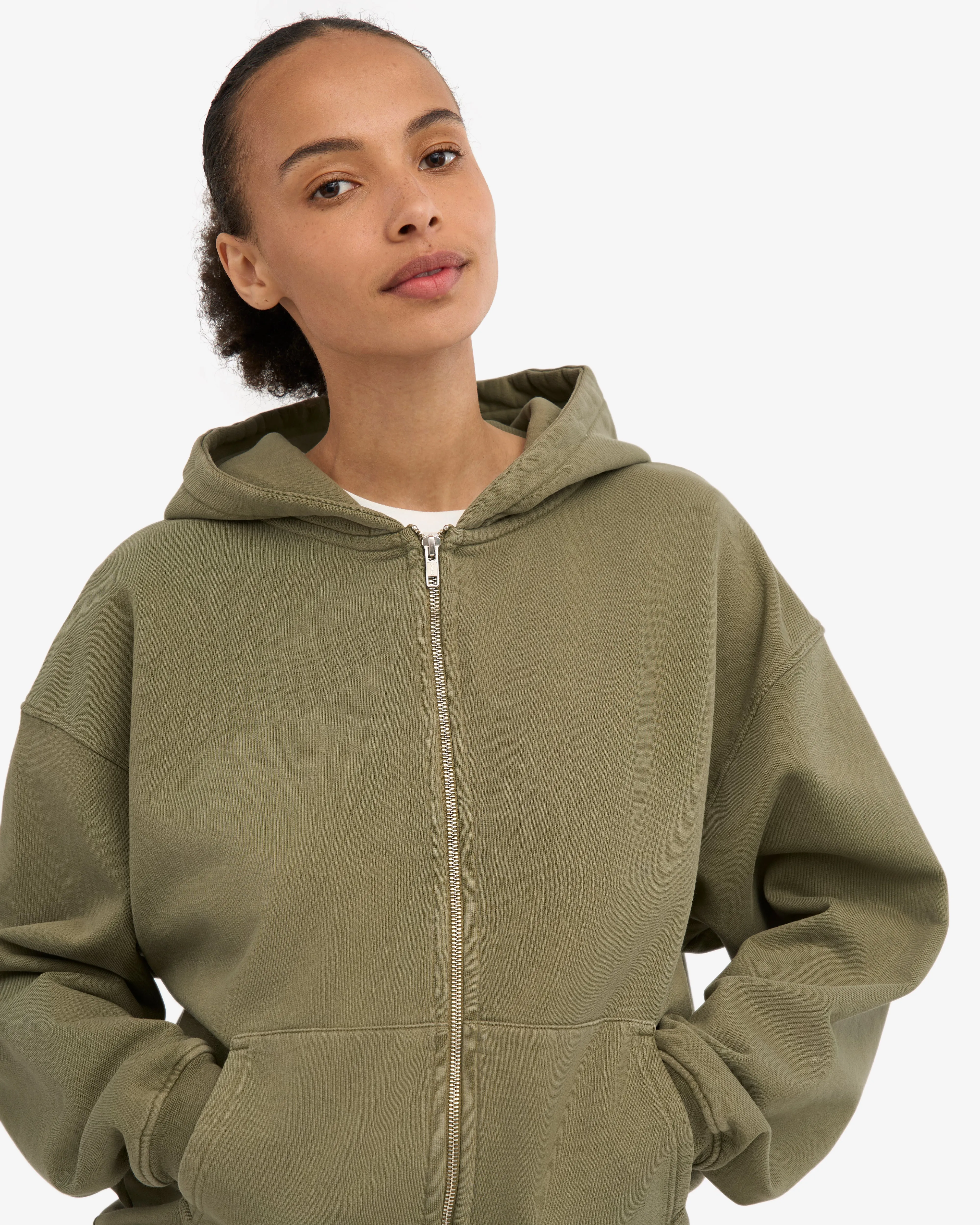 Organic Oversized Zip Hood - Dusty Olive sold by Colorful Standard product image thumbnail 5