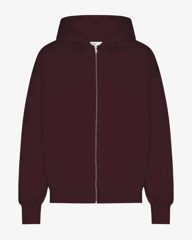 Organic Oversized Zip Hood - Oxblood Red sold by Colorful Standard