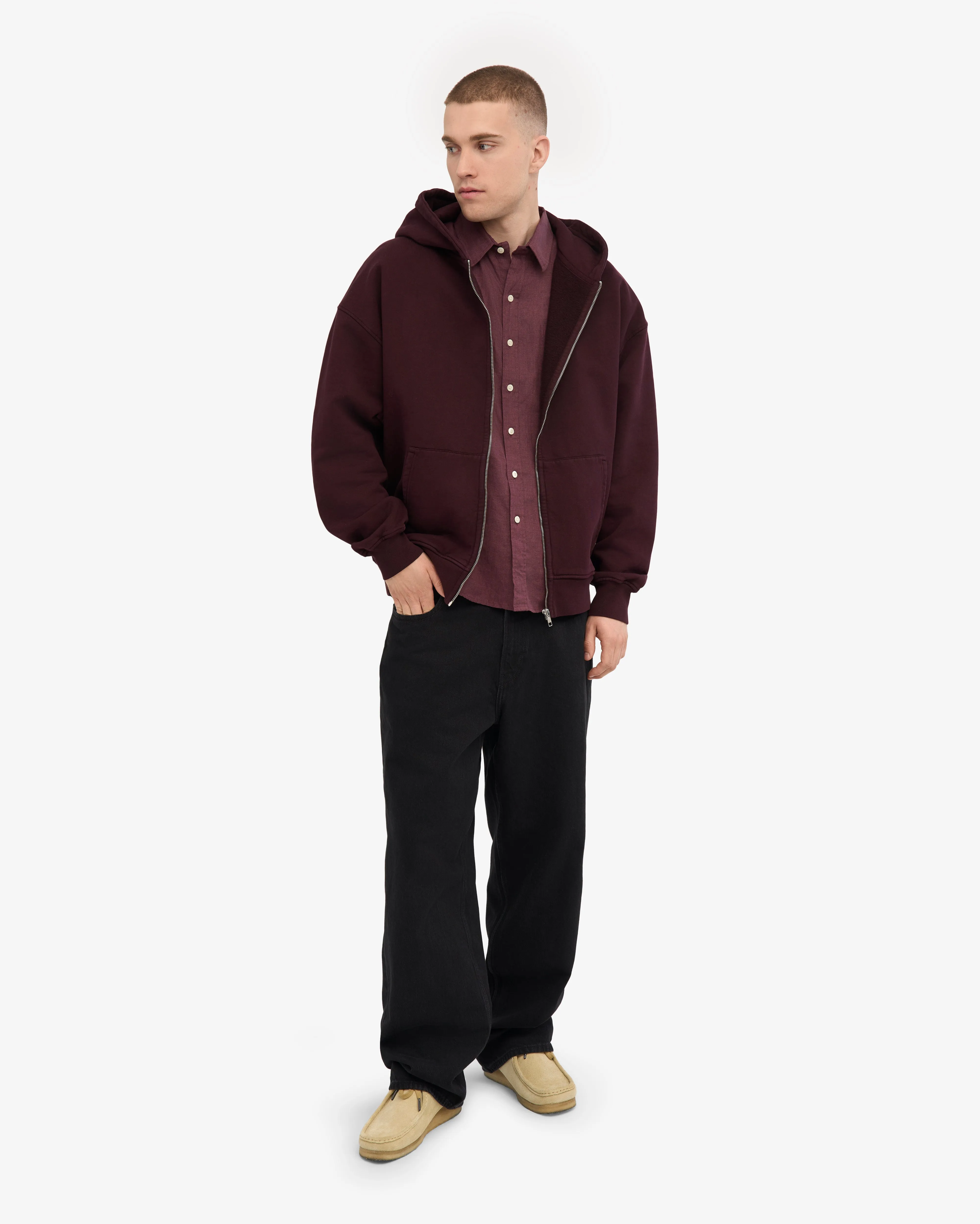 Organic Oversized Zip Hood - Oxblood Red sold by Colorful Standard product image thumbnail 5