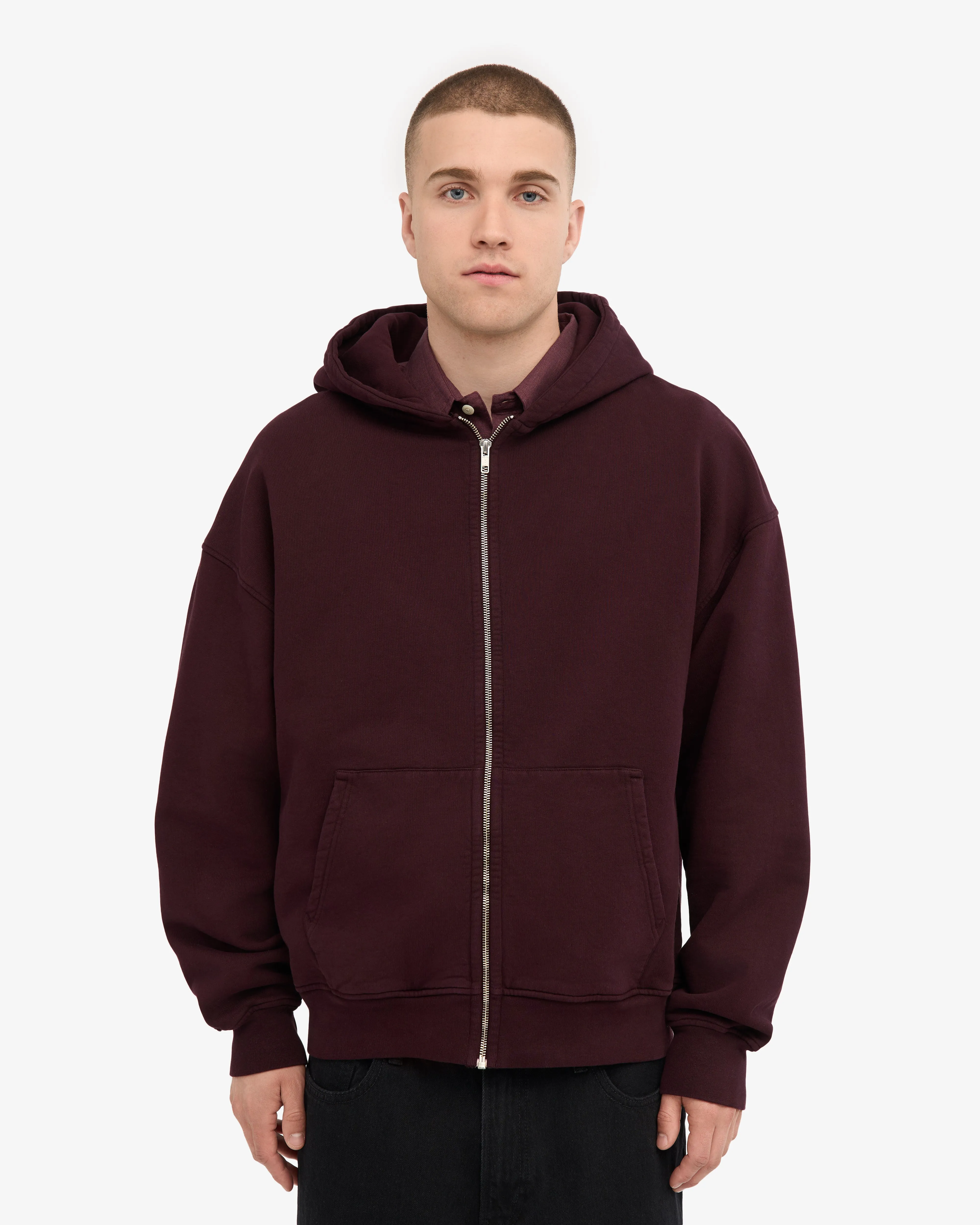 Organic Oversized Zip Hood - Oxblood Red sold by Colorful Standard product image thumbnail 2