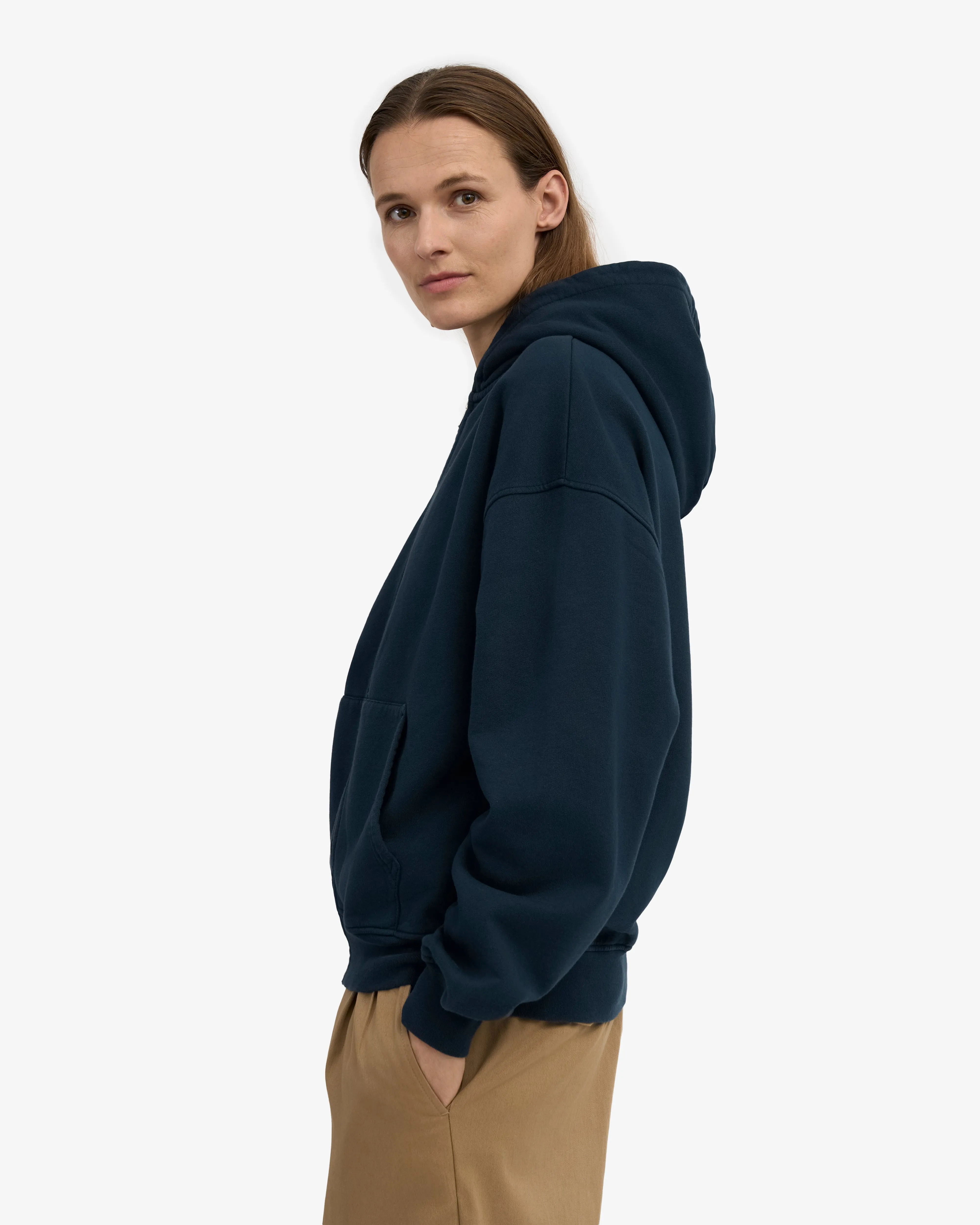 Organic Oversized Zip Hood - Navy Blue sold by Colorful Standard product image thumbnail 3