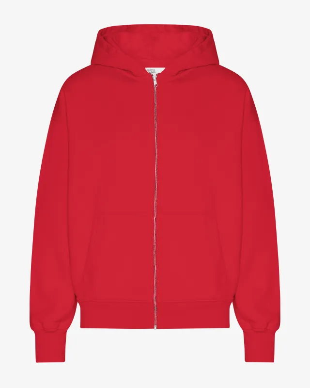 Organic Oversized Zip Hood - Scarlet Red sold by Colorful Standard