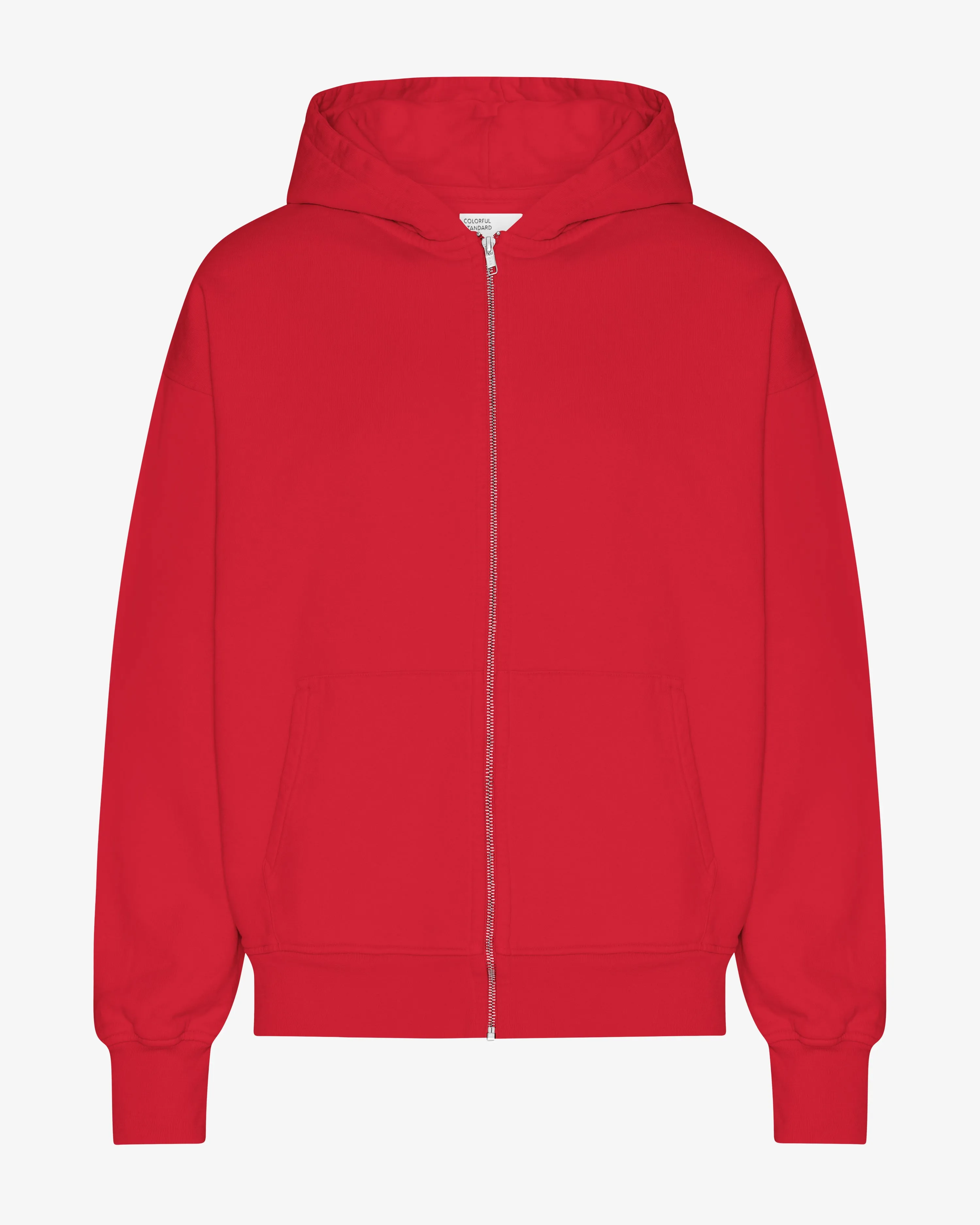 Organic Oversized Zip Hood - Scarlet Red sold by Colorful Standard