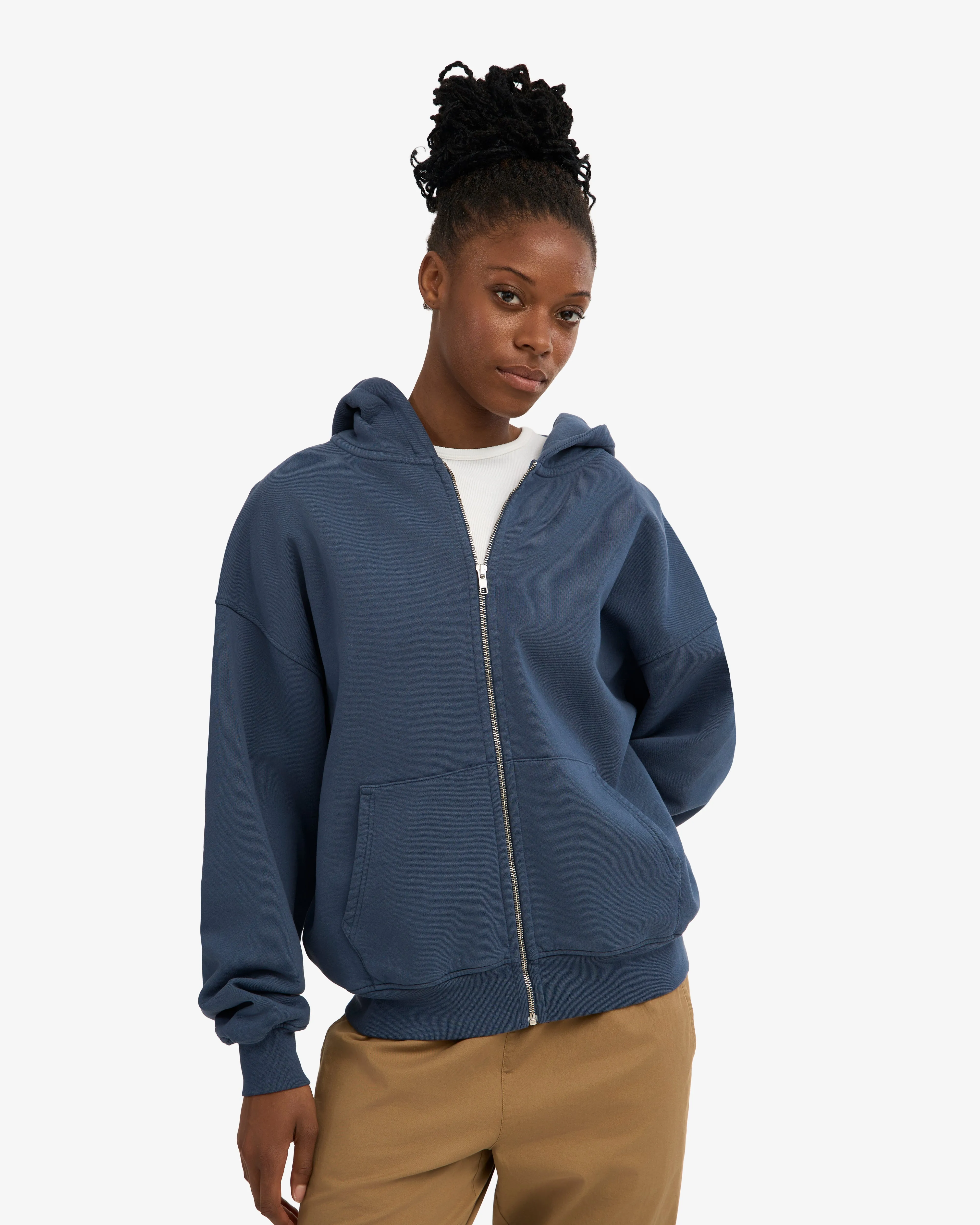 Organic Oversized Zip Hood - Petrol Blue sold by Colorful Standard product image thumbnail 2