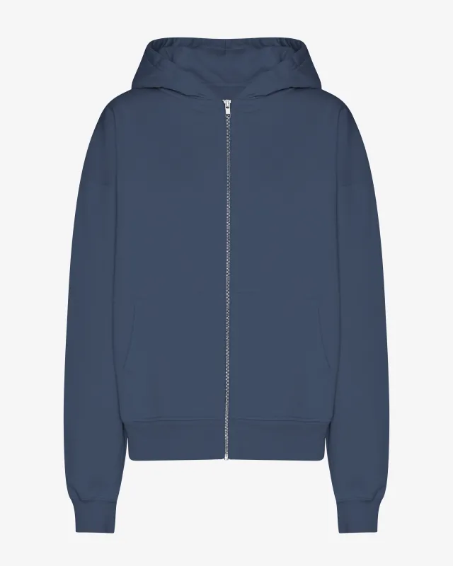 Organic Oversized Zip Hood - Petrol Blue sold by Colorful Standard