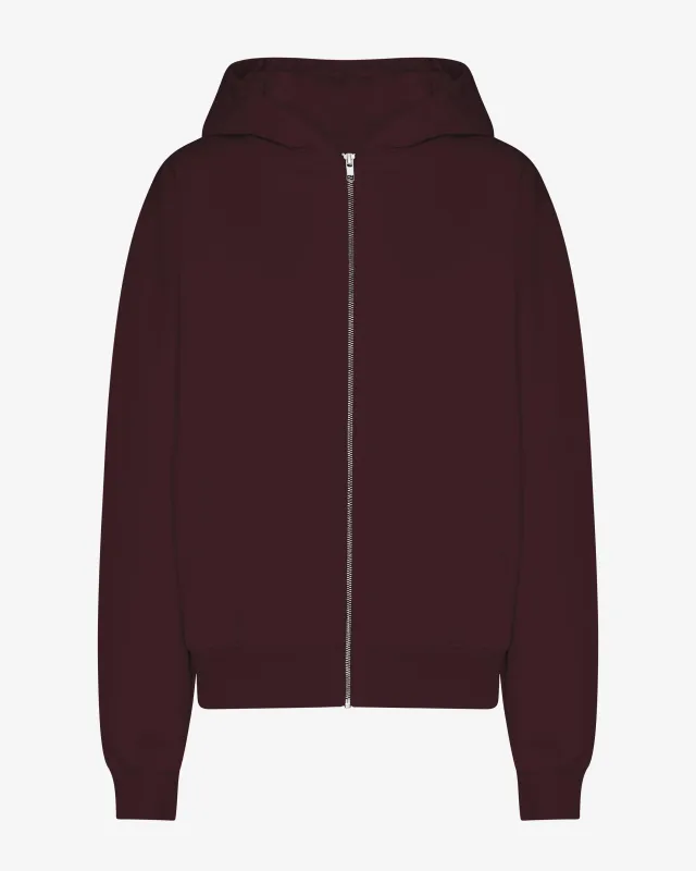 Organic Oversized Zip Hood - Oxblood Red sold by Colorful Standard
