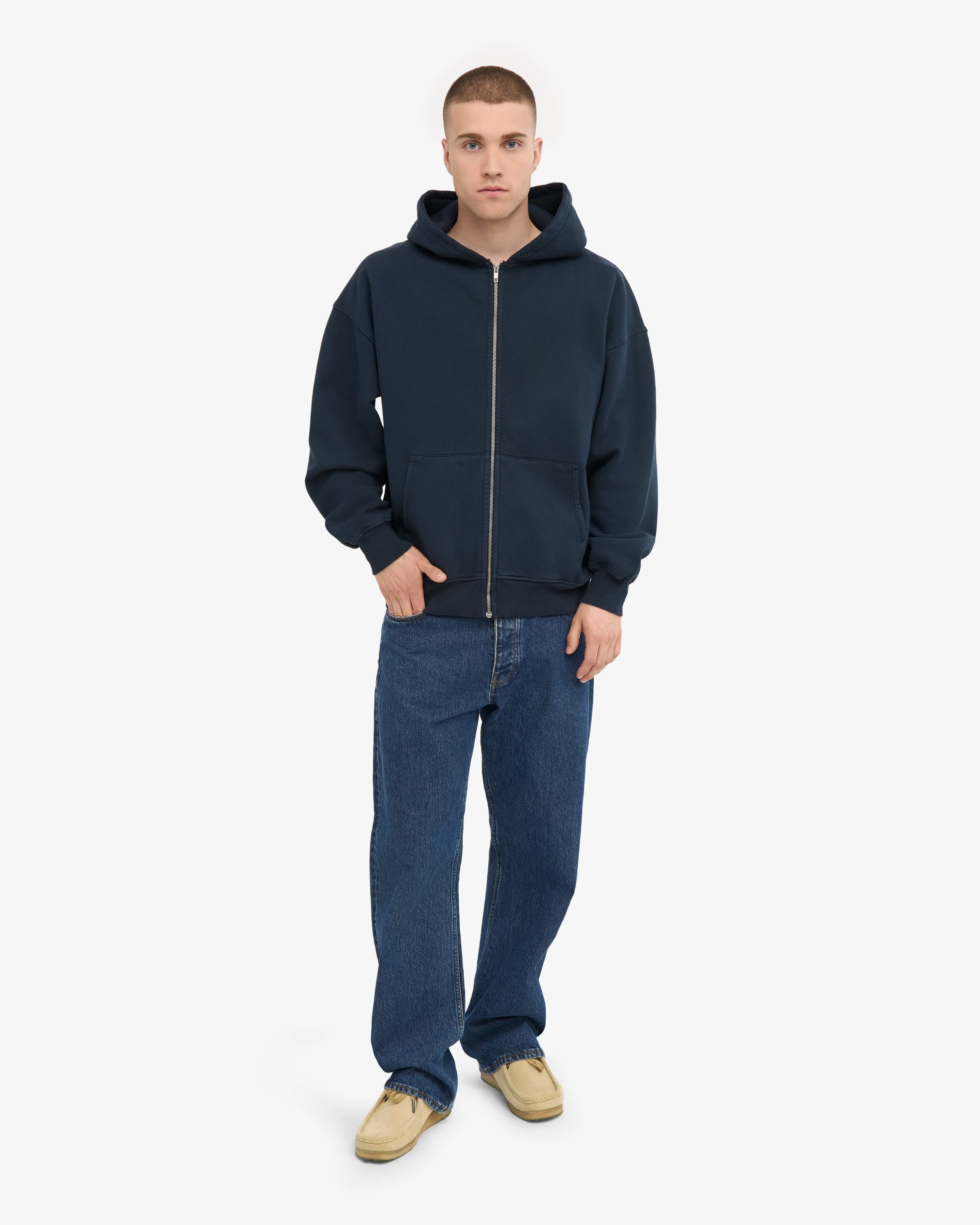 Organic Oversized Zip Hood - Navy Blue sold by Colorful Standard product image thumbnail 5