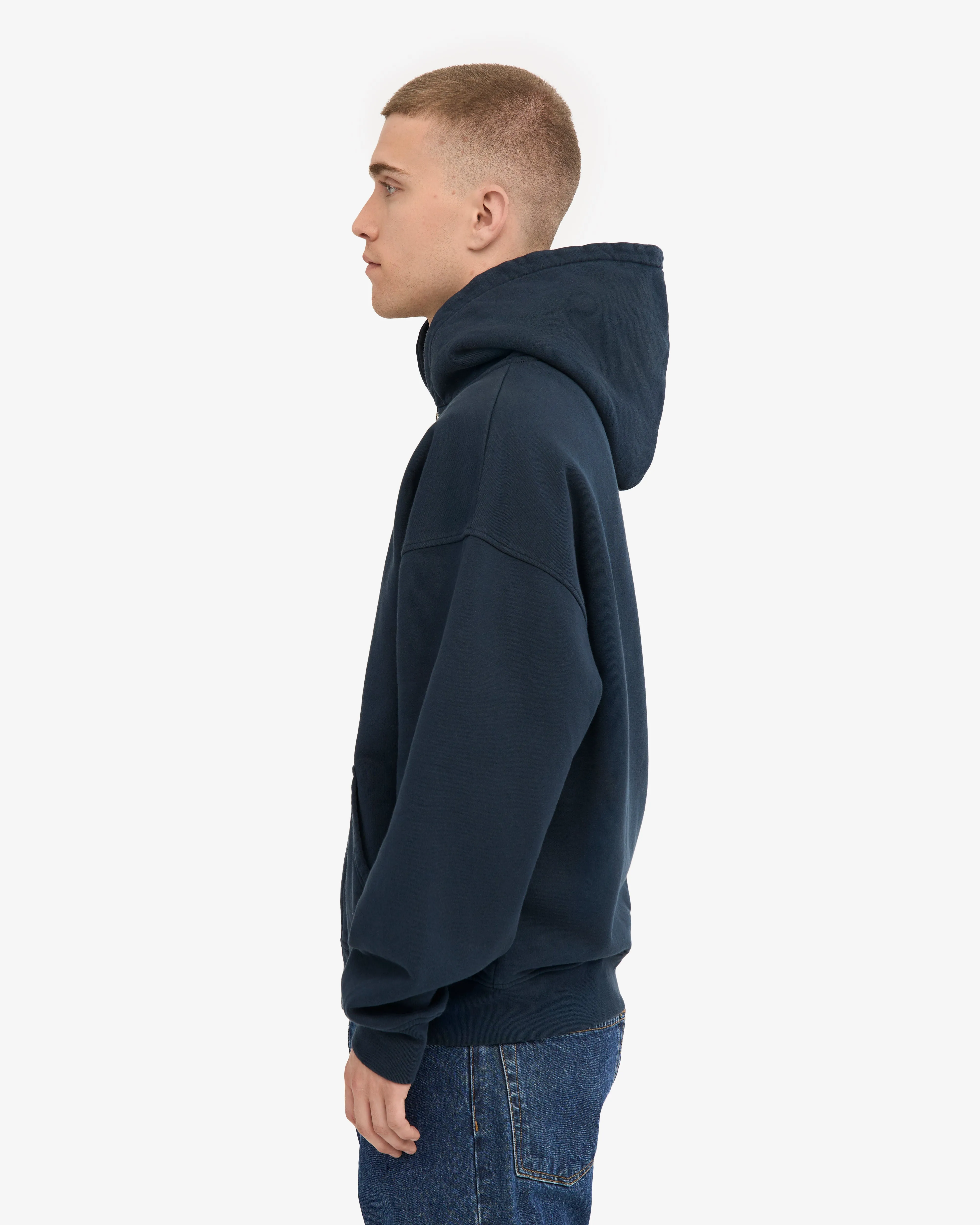 Organic Oversized Zip Hood - Navy Blue sold by Colorful Standard product image thumbnail 3