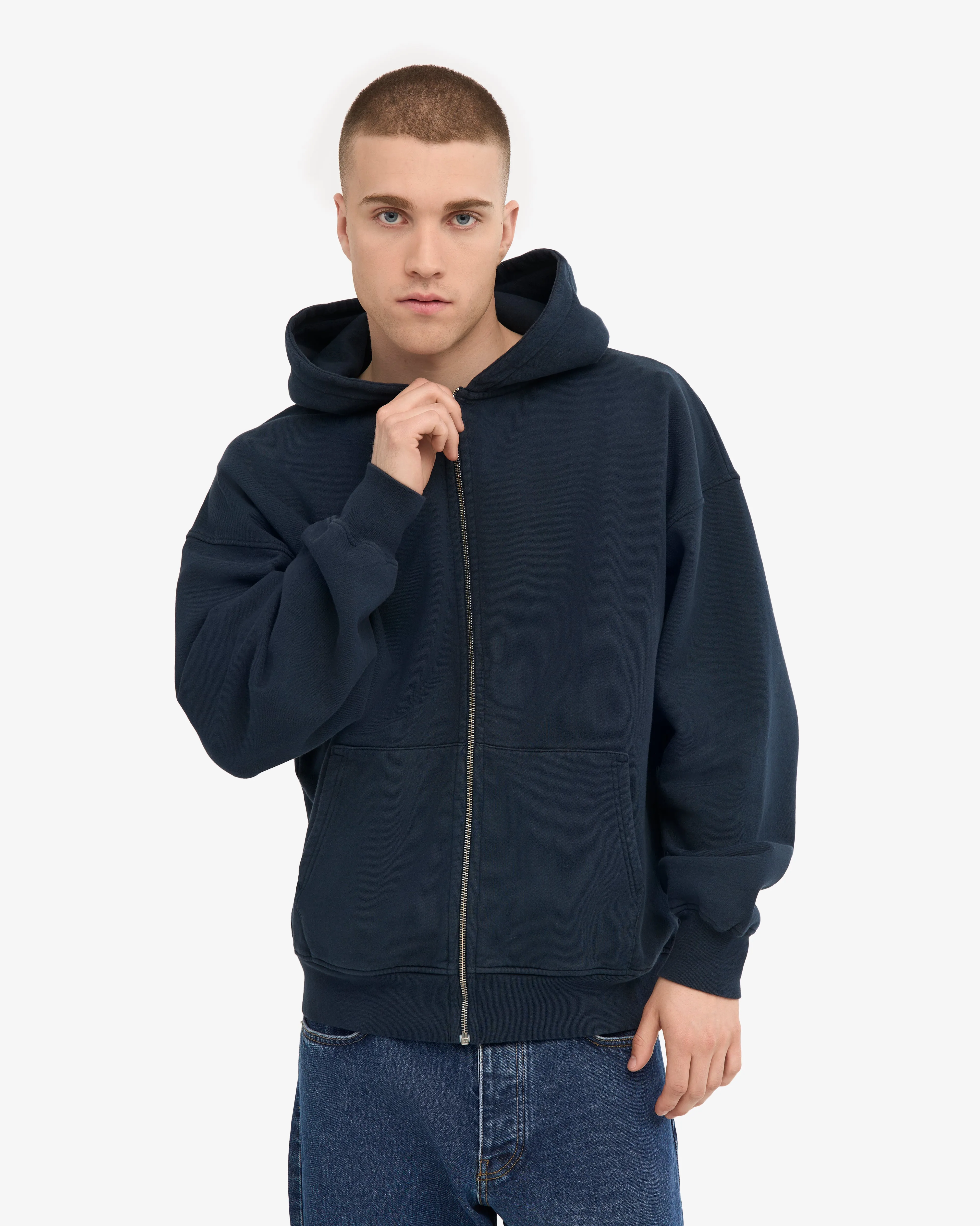 Organic Oversized Zip Hood - Navy Blue sold by Colorful Standard product image thumbnail 2