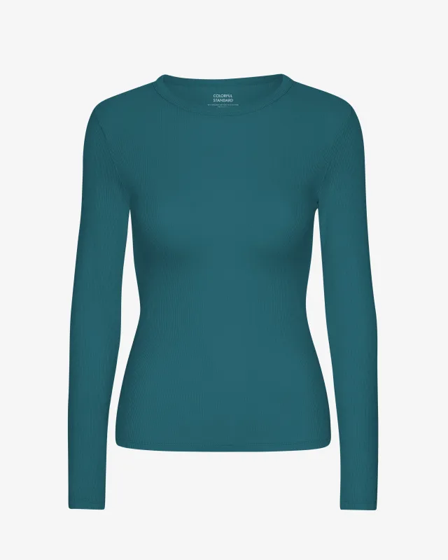 Women Organic Rib LS T-Shirt - Ocean Green sold by Colorful Standard