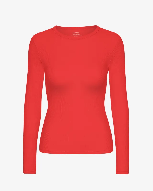 Women Organic Rib LS T-Shirt - Red Tangerine sold by Colorful Standard