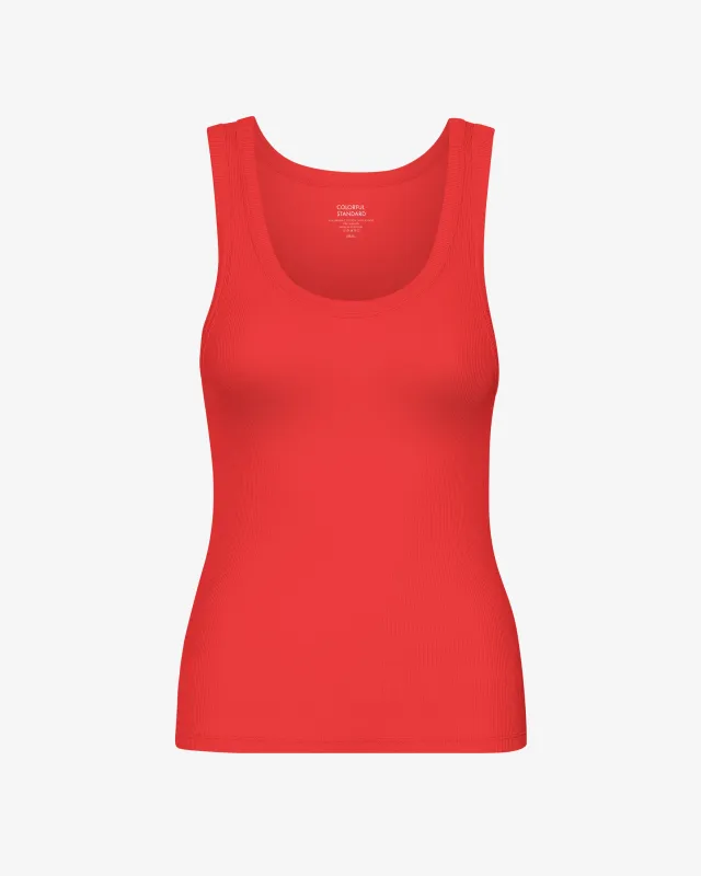 Women Organic Rib Tank Top - Red Tangerine sold by Colorful Standard