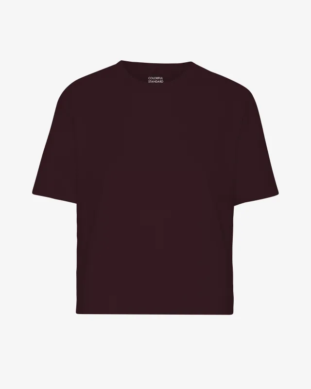Organic Boxy Crop Tee - Oxblood Red sold by Colorful Standard