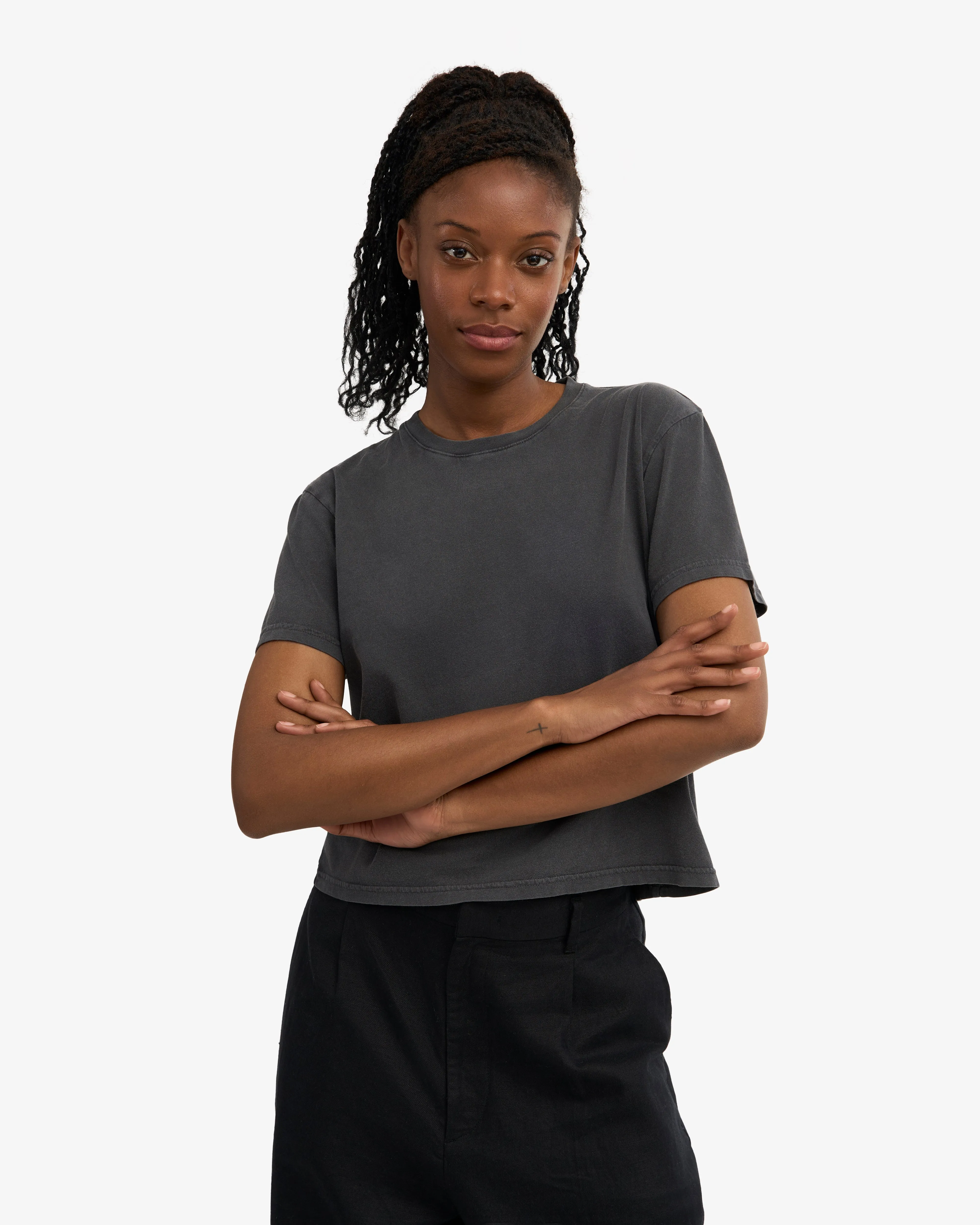 Organic Boxy Crop Tee - Faded Black sold by Colorful Standard product image thumbnail 2