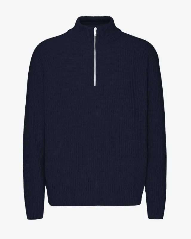 Merino Quarter Zip - Navy Blue sold by Colorful Standard