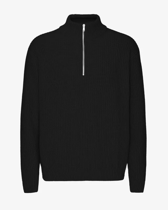 Merino Quarter Zip - Deep Black sold by Colorful Standard