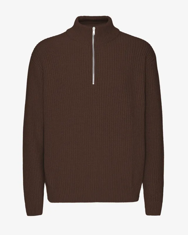 Merino Quarter Zip - Coffee Brown sold by Colorful Standard