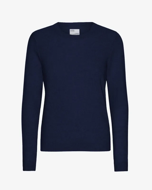 Women Light Merino Wool Crew - Marine Blue sold by Colorful Standard