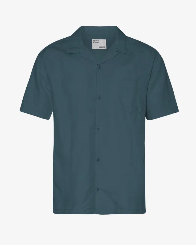 Linen Short Sleeved Shirt - Petrol Blue sold by Colorful Standard